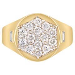 Hi June Parker Pavé Signet Ring 0.84 Carat Diamonds 14 Karat Yellow Gold