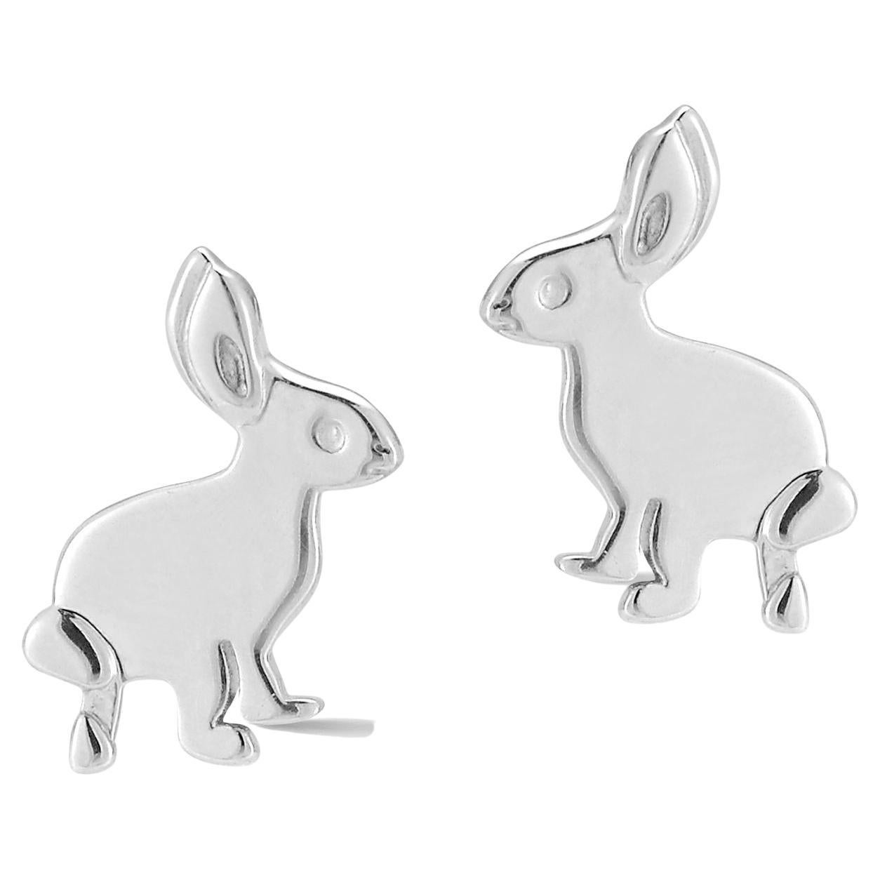 Hi June Parker Silver Bunny Stud Earrings For Sale