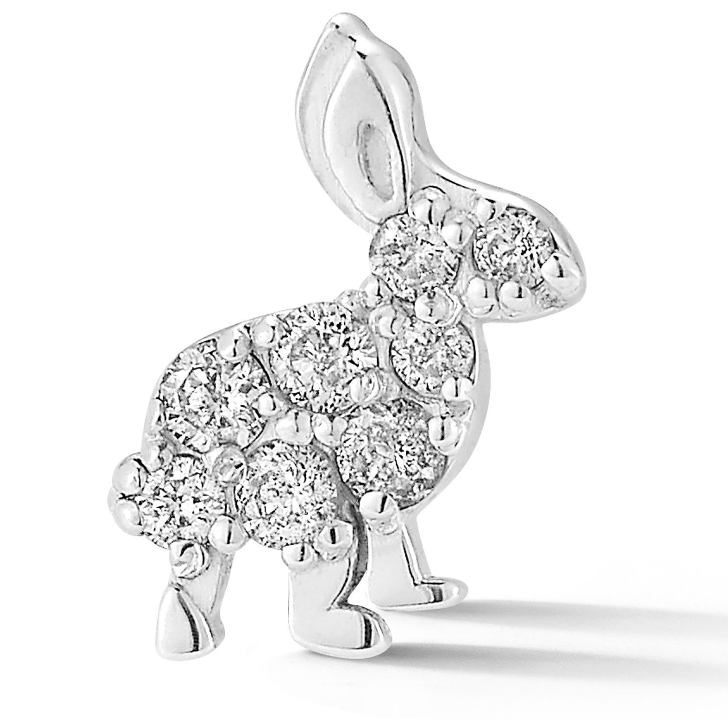 Adorable bunny stud earrings with pavé diamonds. Add a punch of bling to your stud earrings collection with this Trickster Bunny. 

A great everyday earring with a bit of whimsy and cuteness, it's also the year of the Rabbit this year!

Dimensions: