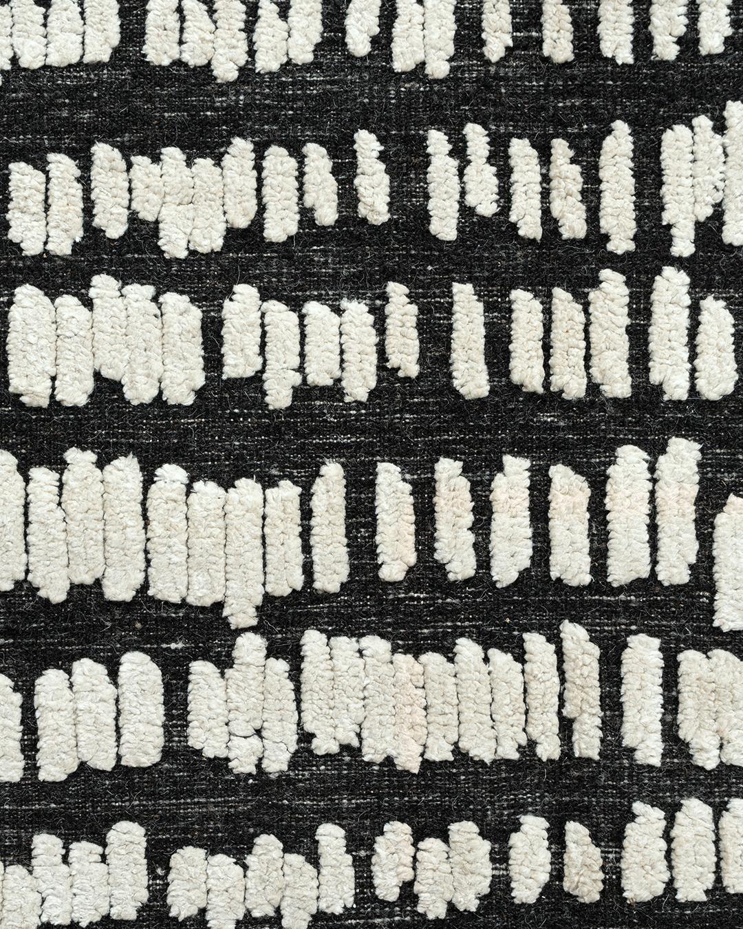 Hi Low Luxe Elfenbein-Charcoal Handgewebter Wollteppich, 12'3 x 14'10 (Indisch) im Angebot