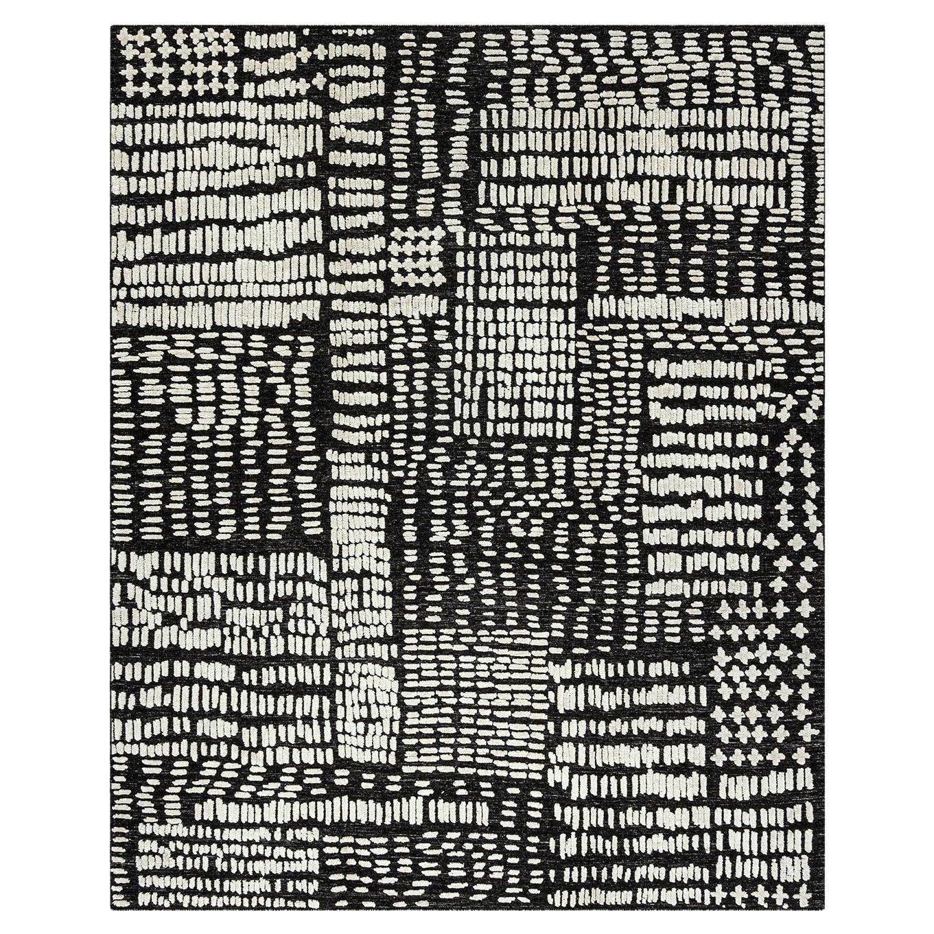 Hi Low Luxe Elfenbein-Charcoal Handgewebter Wollteppich, 12'3 x 14'10