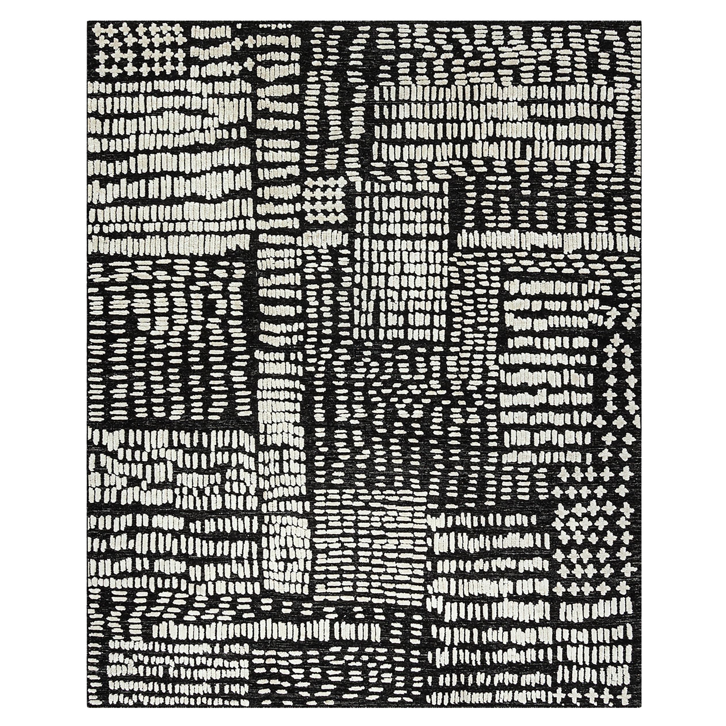 Hi Low Luxe Elfenbein-Charcoal Handgewebter Wollteppich, 12'3 x 14'10