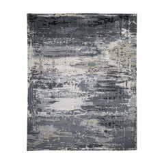 Hi-Low Pile Abstract Design Wool and Silk Hand Knotted Oriental Rug Hi-Low Pile Abstract Design Wool and Silk Hand Knotted Oriental Rug