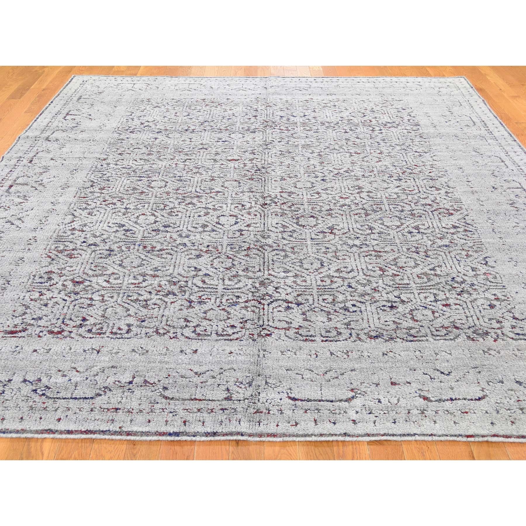 Afghan Hi-Low Pile Oxidized Wool Khotan Design Hand Knotted Oriental Rug