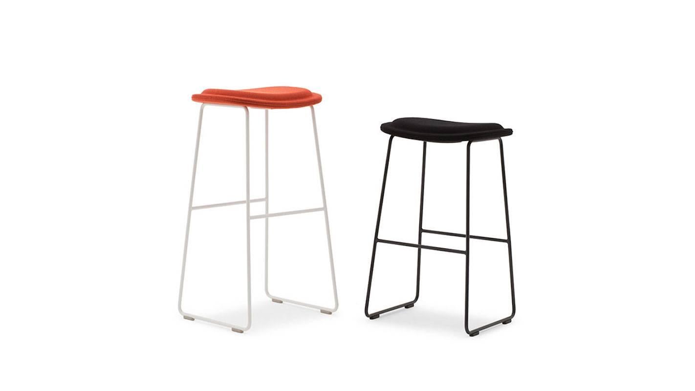 Hi Pad stool in fabric or leather and stainless steel or lacquered legs by Jasper Morrison for Cappellini.

With a low profile and minimal foot print, the Hi Pad stool has proven to be among the most popular and successful products within the