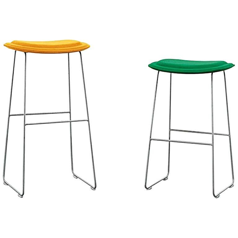 Hi Pad Stool in Fabric or Leather with Metal Leg, Jasper Morrison for Cappellini For Sale