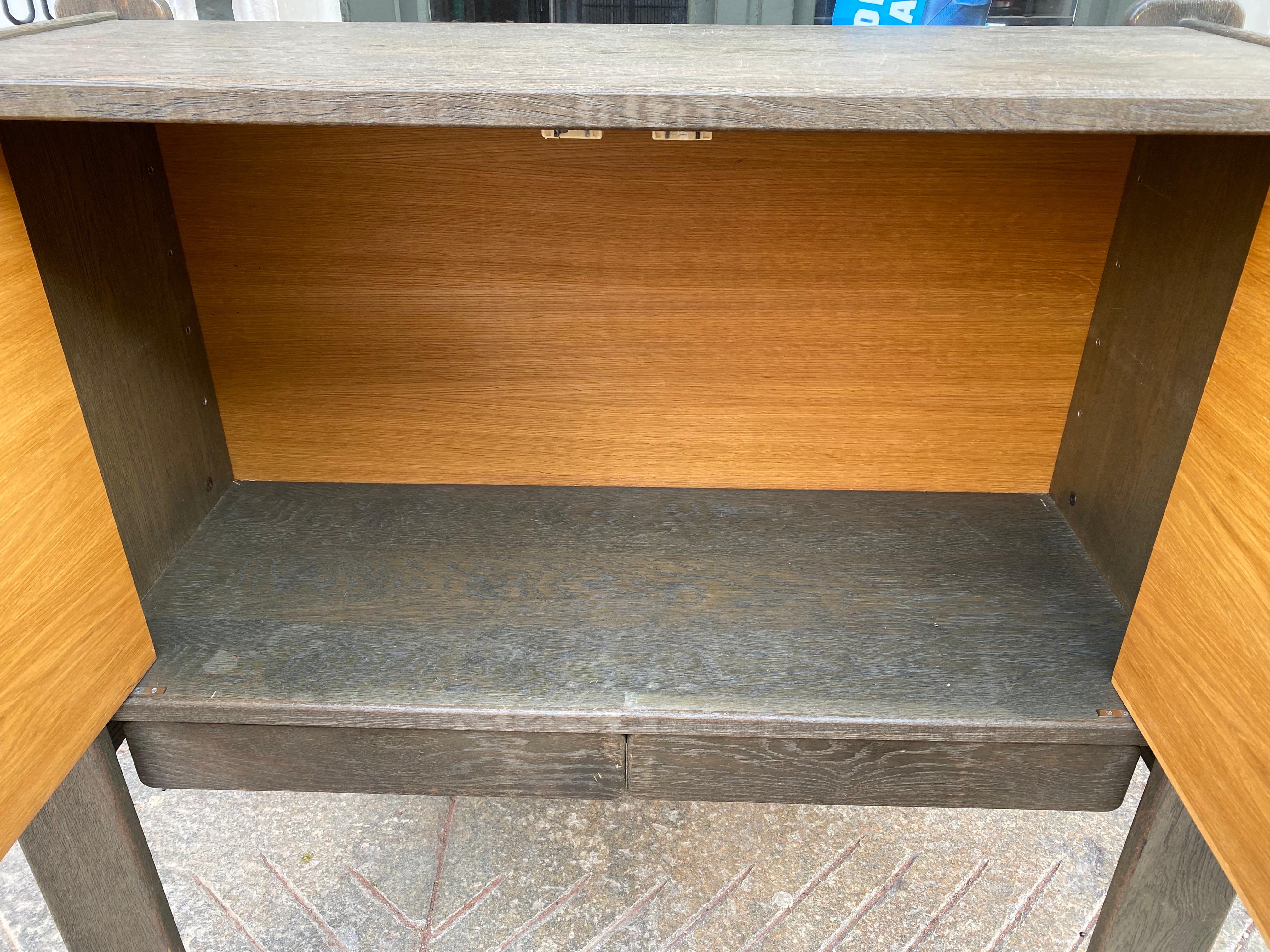 1970's Space Age Oak and Leather European Cabinet For Sale 7