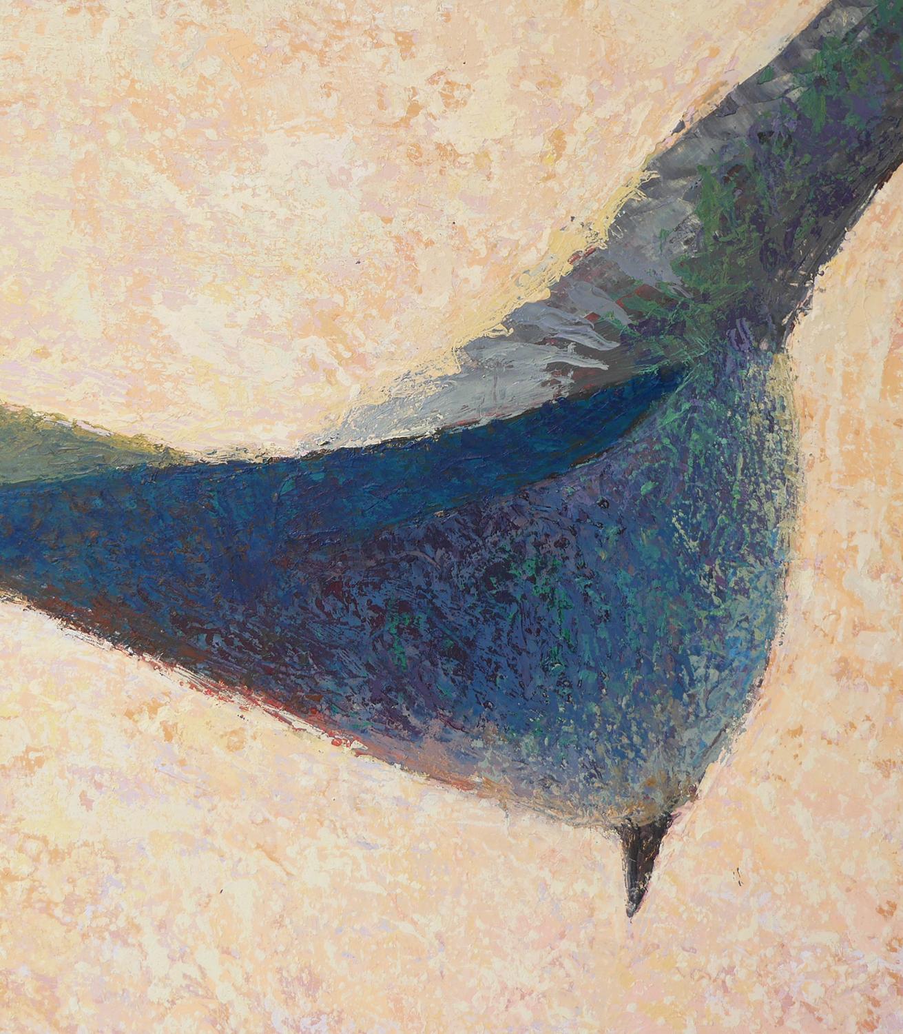 Pastel-Toned Abstract Impressionist Dusk Landscape with a Bird 4