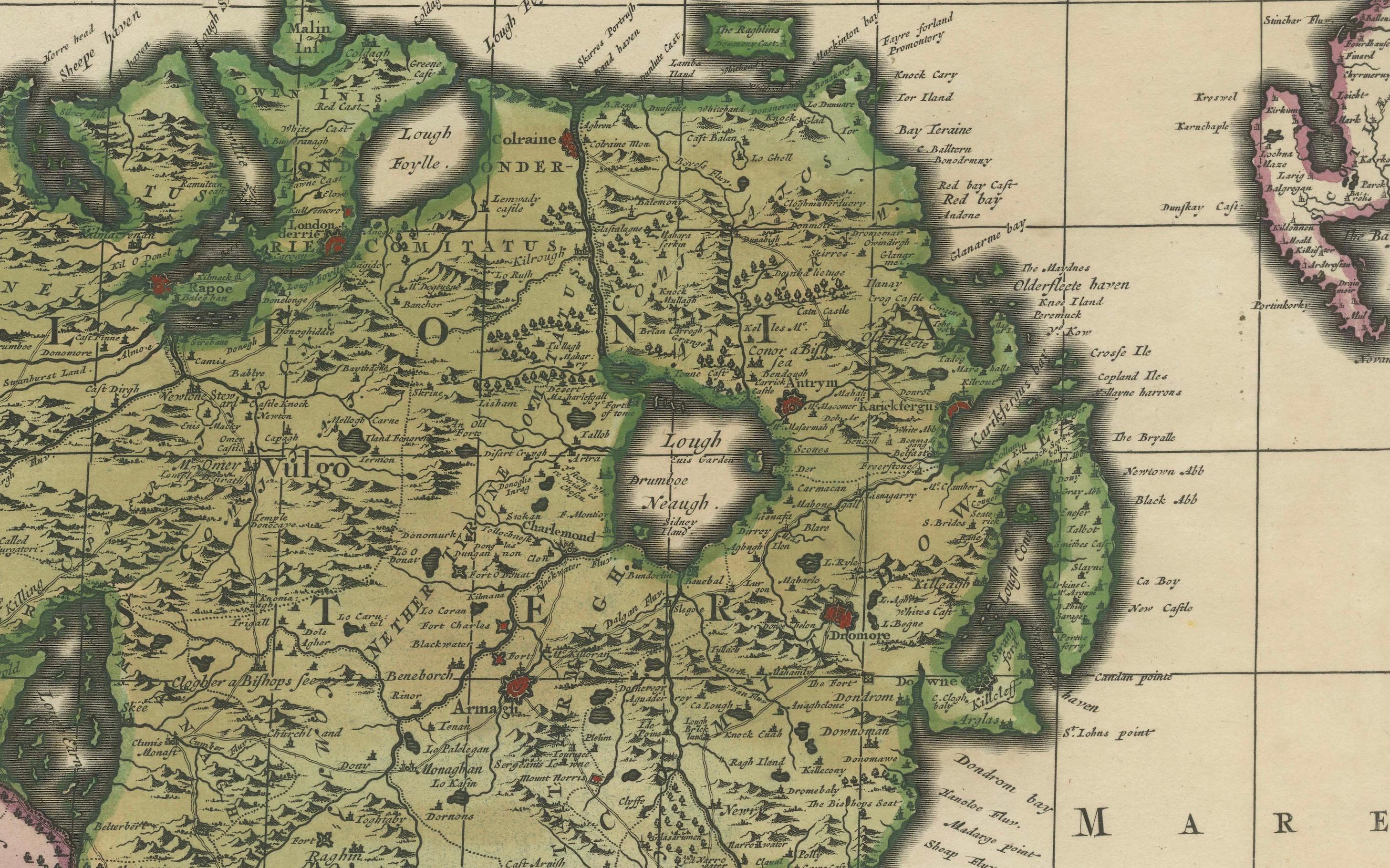 Hibernia Regnum Map by Carel Allard, 1700: Hand-Colored Provinces of Ireland For Sale 4