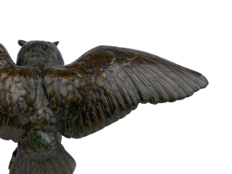 “Hibou Owl” French Bronze Sculpture by Antoine-Louis Barye & Barbedienne For Sale 11