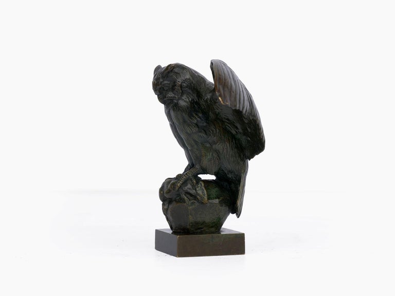 “Hibou Owl” French Bronze Sculpture by Antoine-Louis Barye & Barbedienne For Sale 1