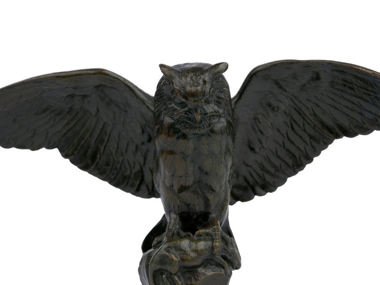 “Hibou Owl” French Bronze Sculpture by AntoineLouis Barye and