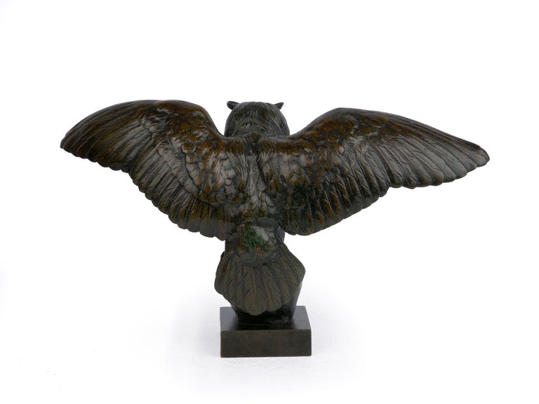 “Hibou Owl” French Bronze Sculpture by Antoine-Louis Barye & Barbedienne For Sale 3