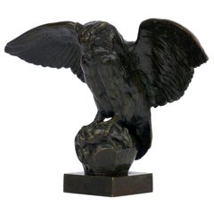 “Hibou Owl” French Bronze Sculpture by Antoine-Louis Barye & Barbedienne