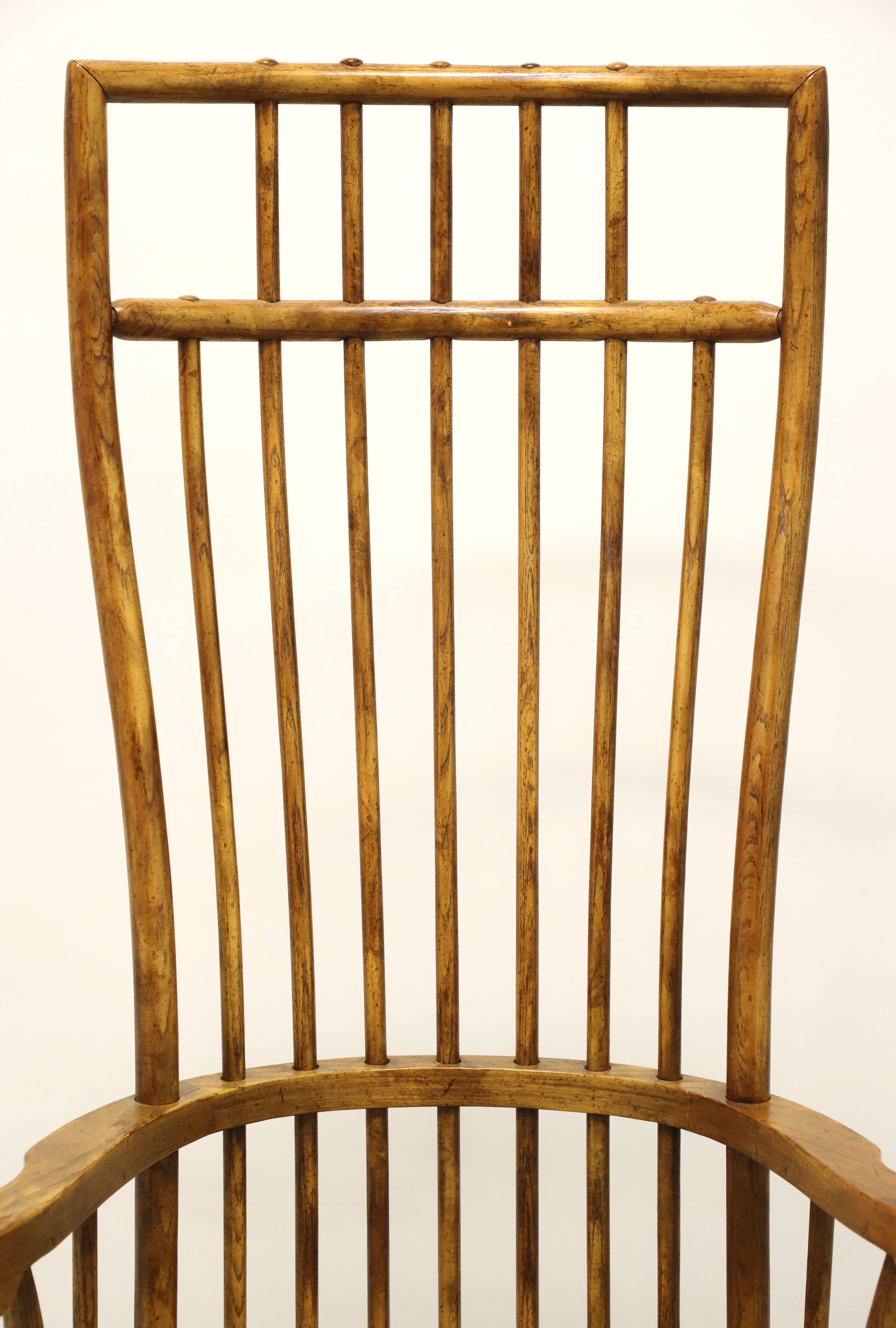HIBRITEN Mid 20th Century Oak Exaggerated Back Windsor Armchairs - Pair In Good Condition In Charlotte, NC