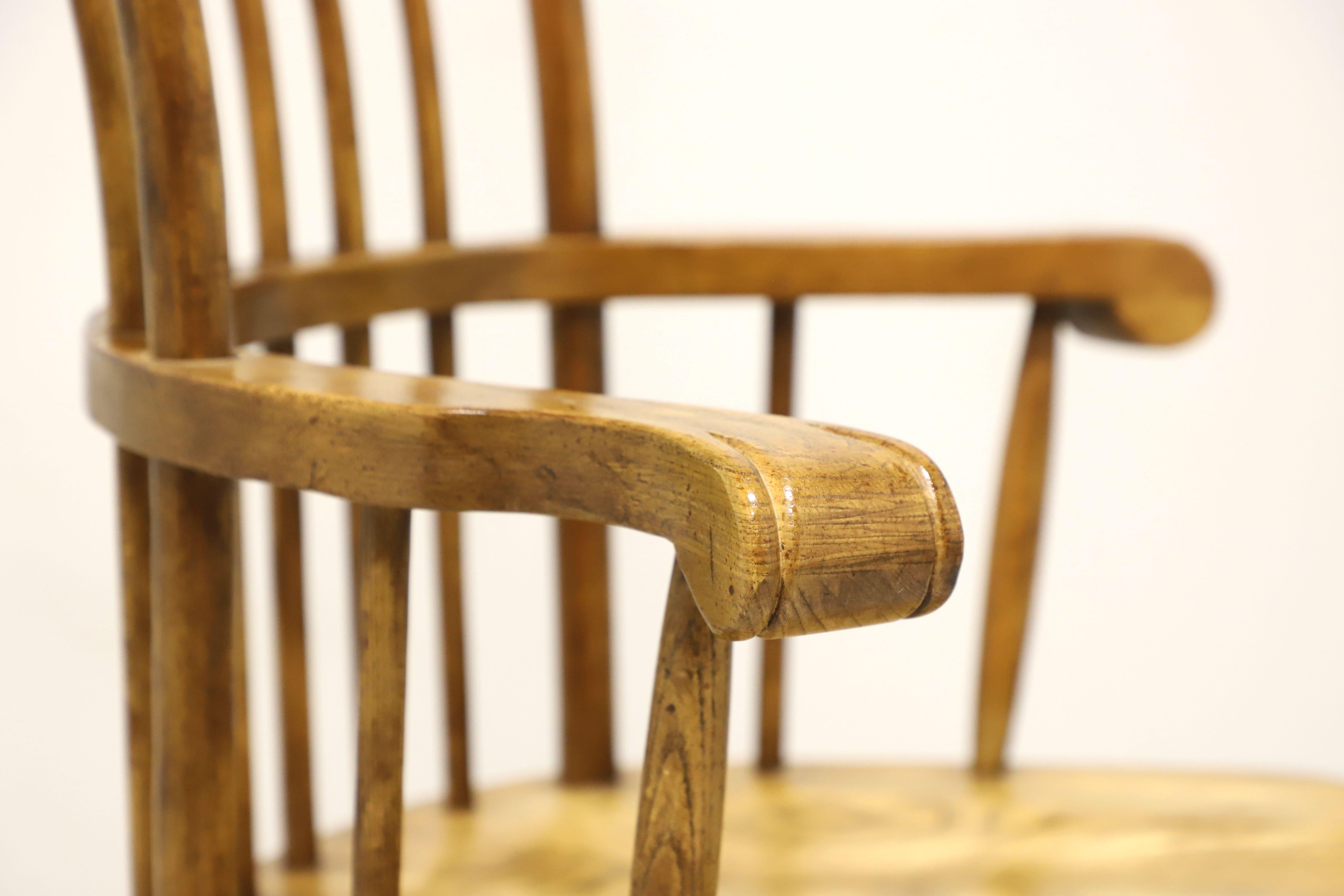 HIBRITEN Mid 20th Century Oak Exaggerated Back Windsor Armchairs - Pair 1