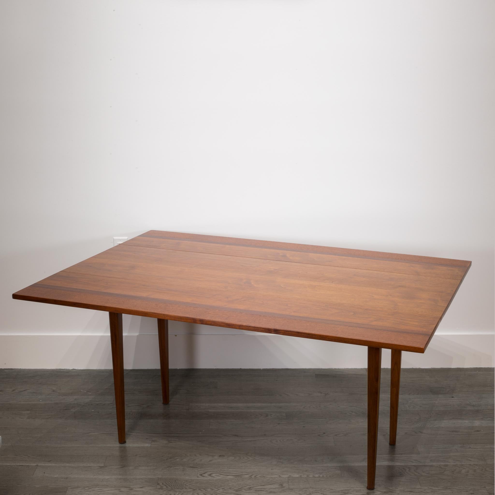 20th Century Hibriten Walnut, Mahogany, Rosewood Drop-Leaf Dining Table or Console, c. 1960s