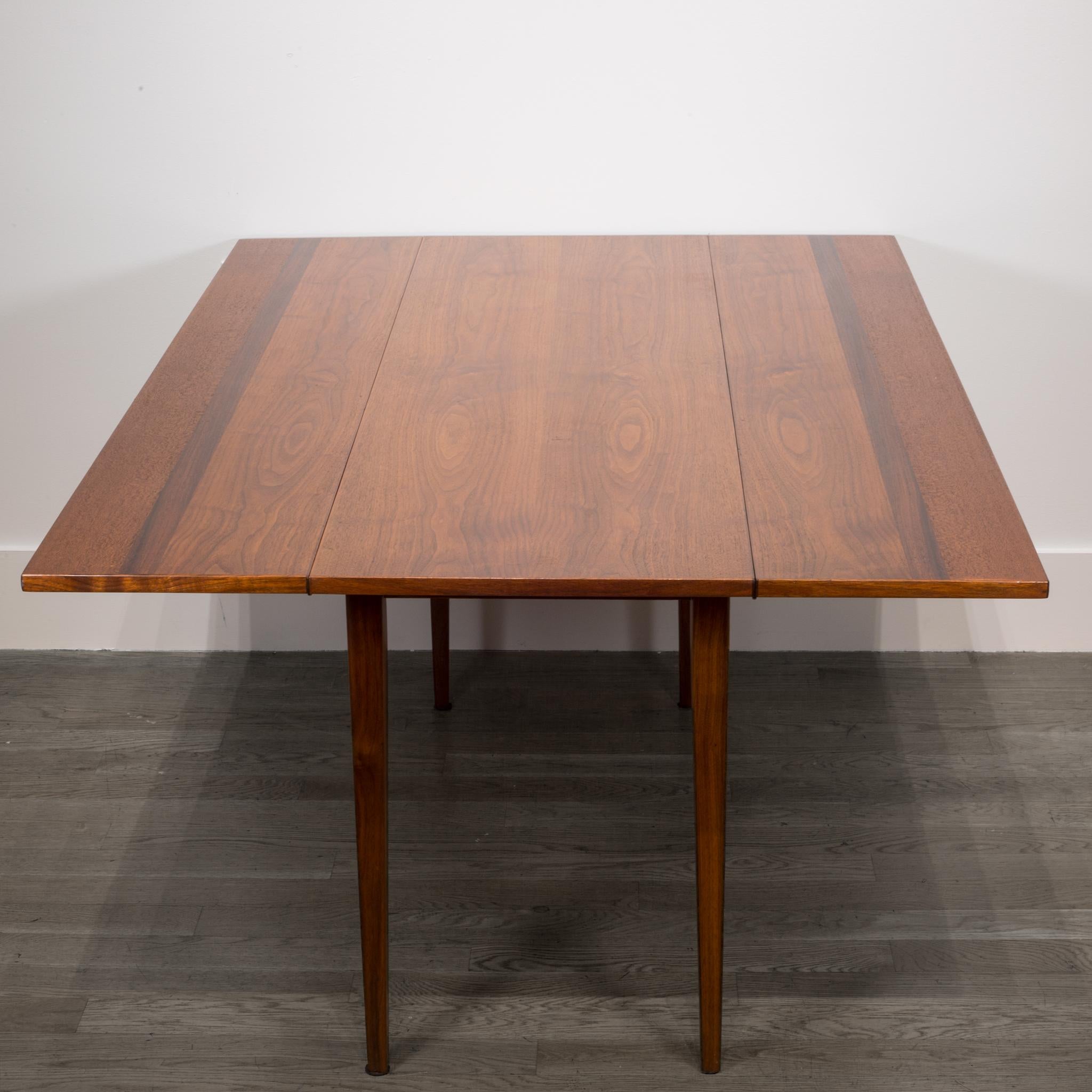 Hibriten Walnut, Mahogany, Rosewood Drop-Leaf Dining Table or Console, c. 1960s 1