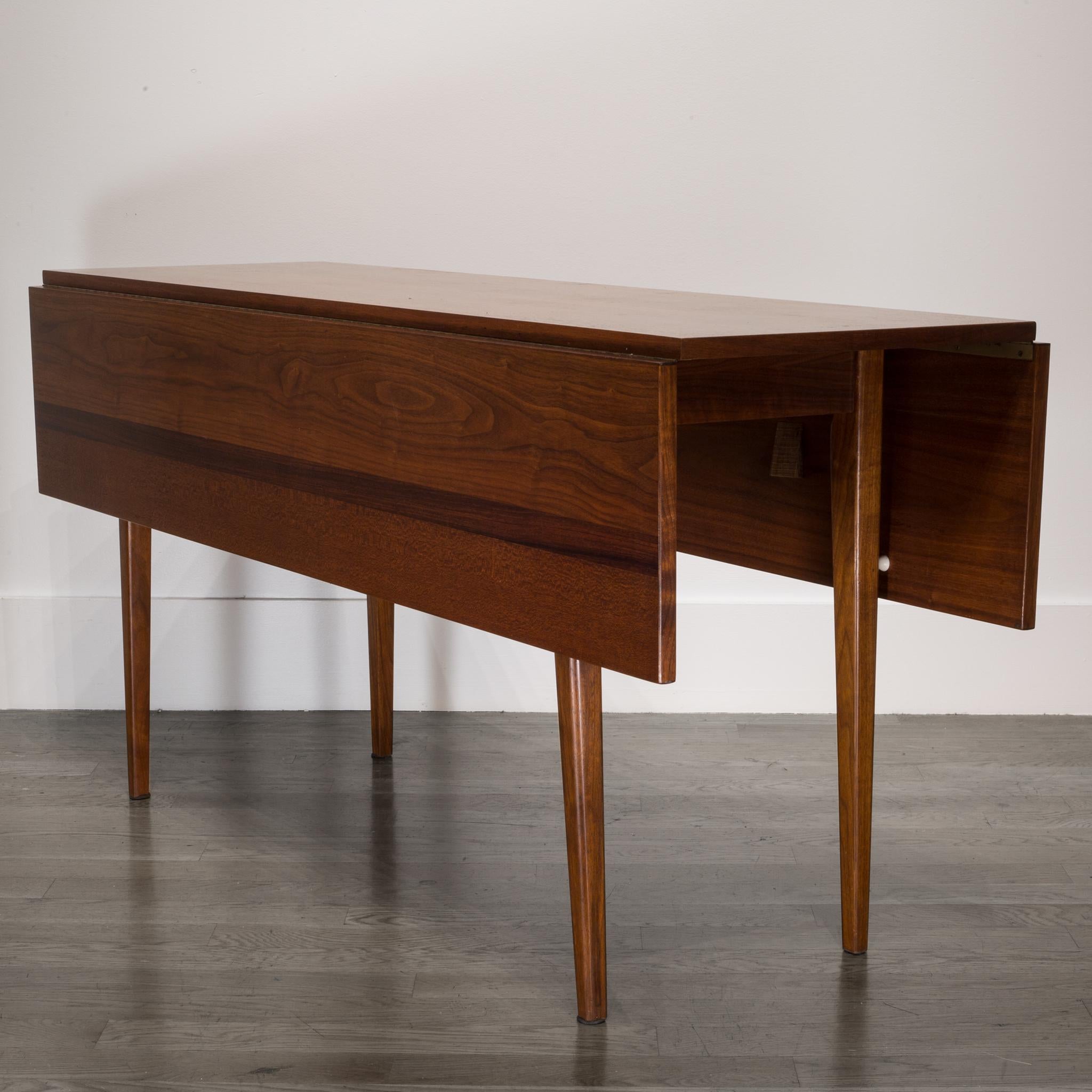 Hibriten Walnut, Mahogany, Rosewood Drop-Leaf Dining Table or Console, c. 1960s 4