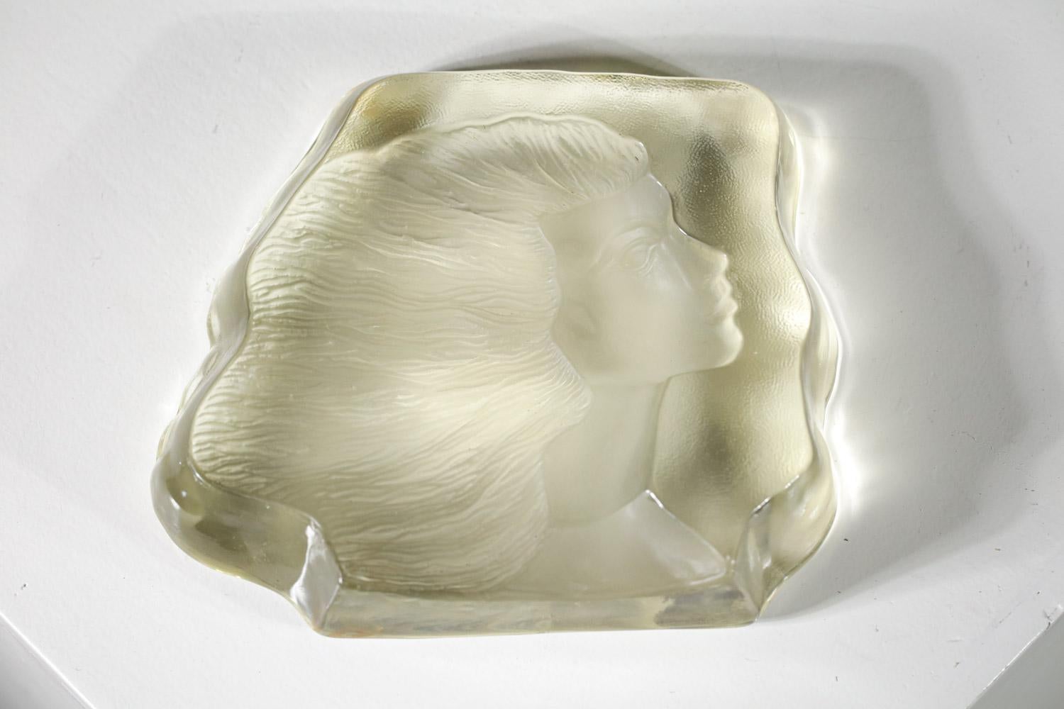 Art Nouveau Hick Glass Face in the Style Lalique French Art Deco For Sale