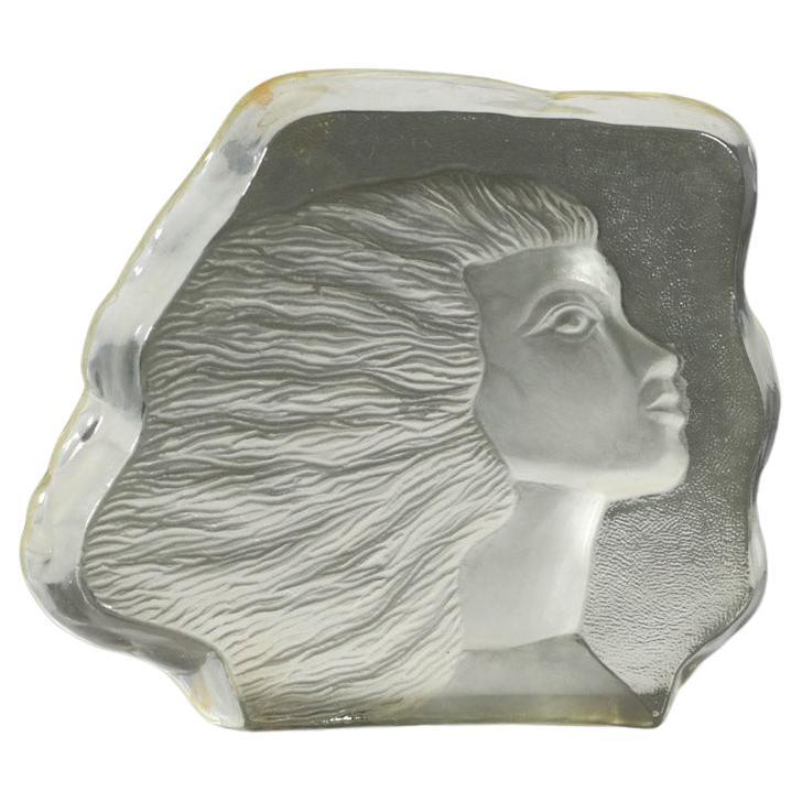 Hick Glass Face in the Style Lalique French Art Deco For Sale