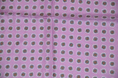 Hickey Freeman Lavender Silk Scarf with Tangerine Border and Floral Print