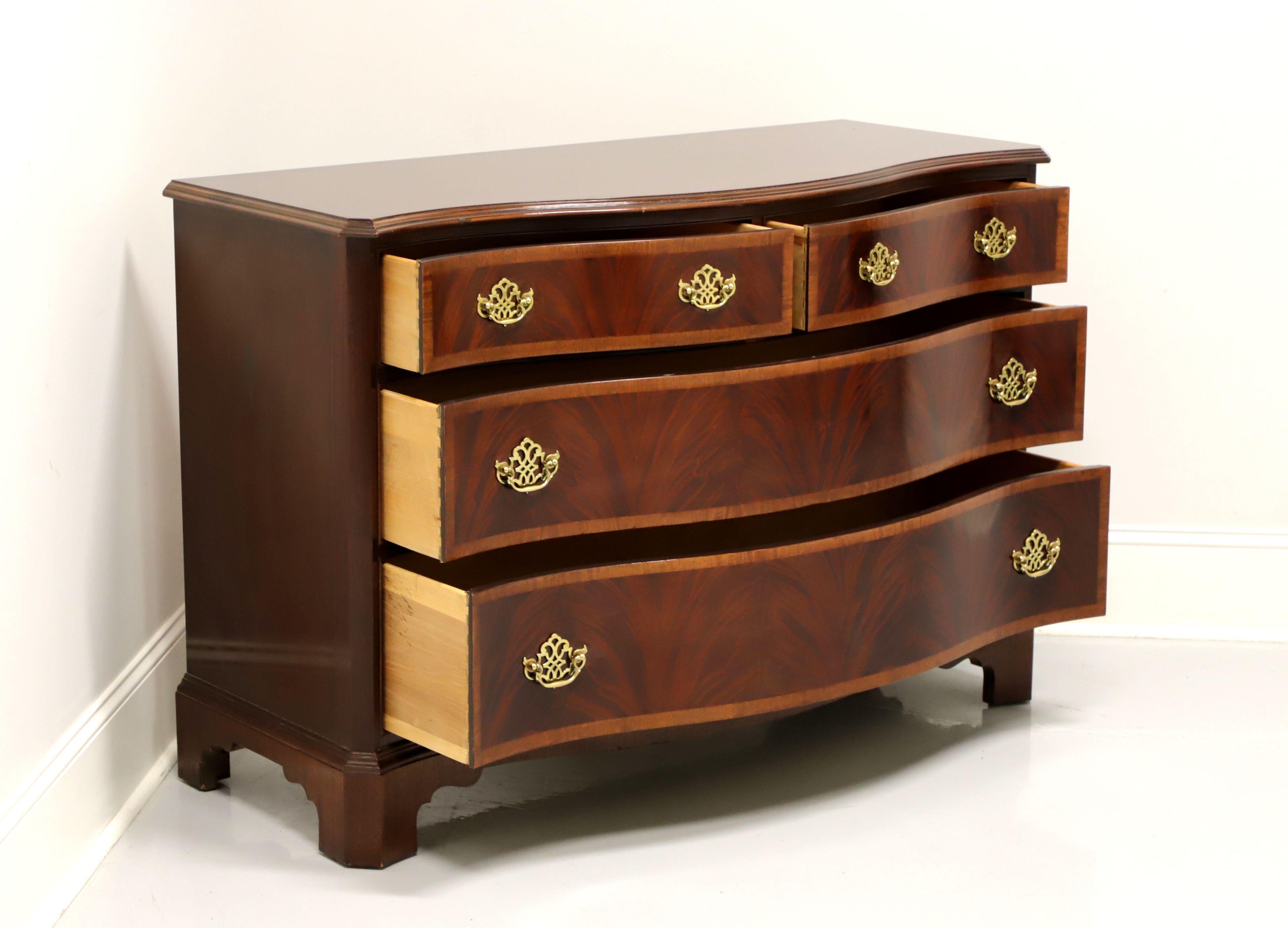 HICKORY American Masterpiece Banded Mahogany Chippendale Bowfront Bachelor Chest In Fair Condition In Charlotte, NC
