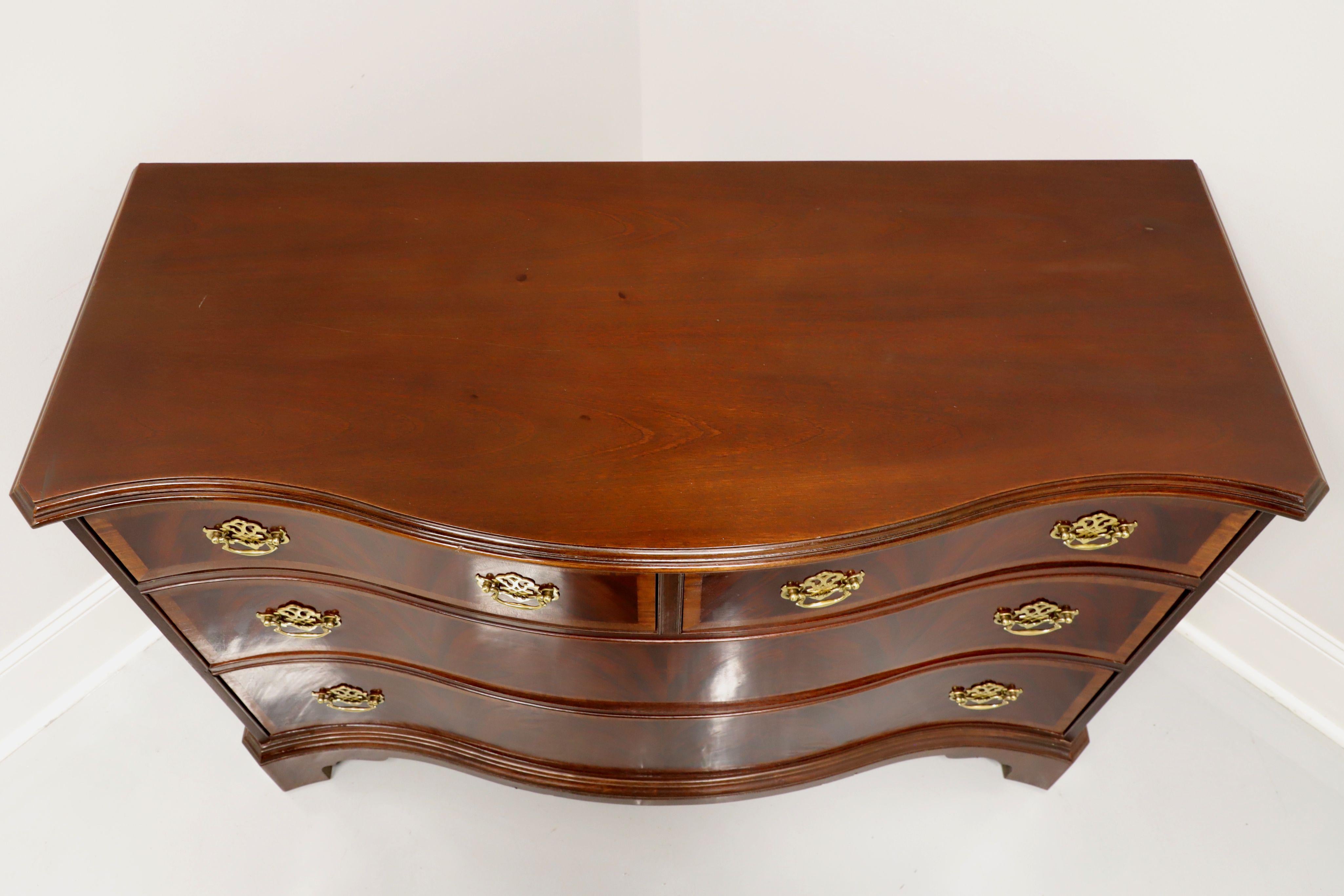 Brass HICKORY American Masterpiece Banded Mahogany Chippendale Bowfront Bachelor Chest