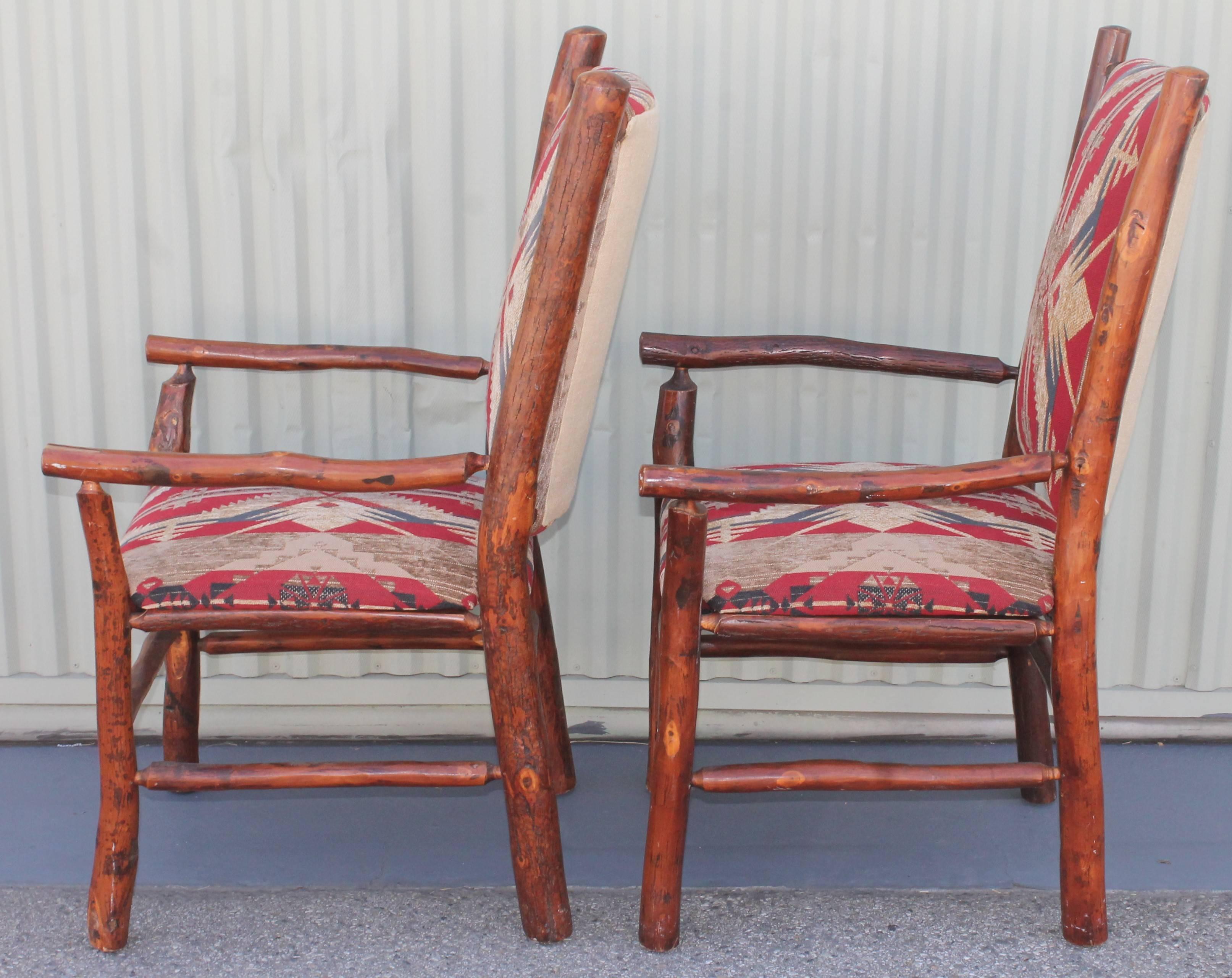 American Hickory Armchairs Upholstered in Western Fabric
