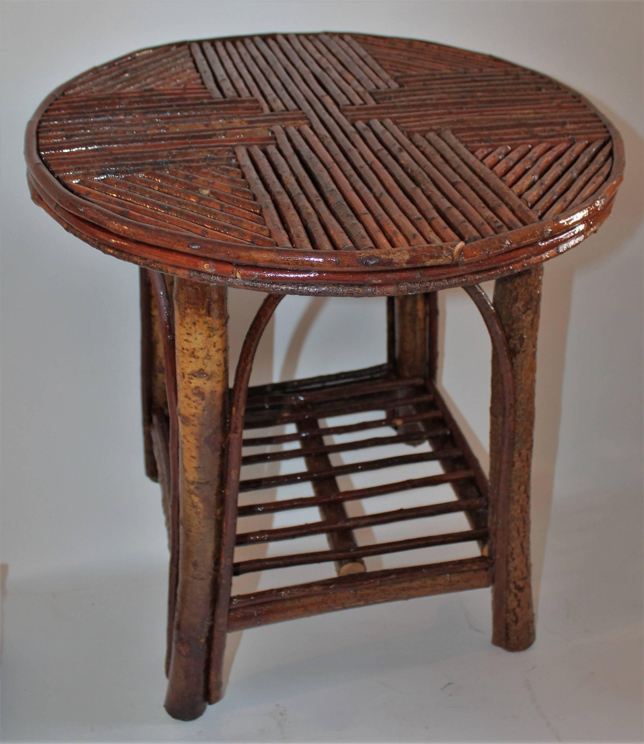 American Hickory & Birch Bark Adirondack Side Table