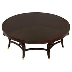 Hickory Brand Mahogany Large Round Coffee Table With Brass Feet