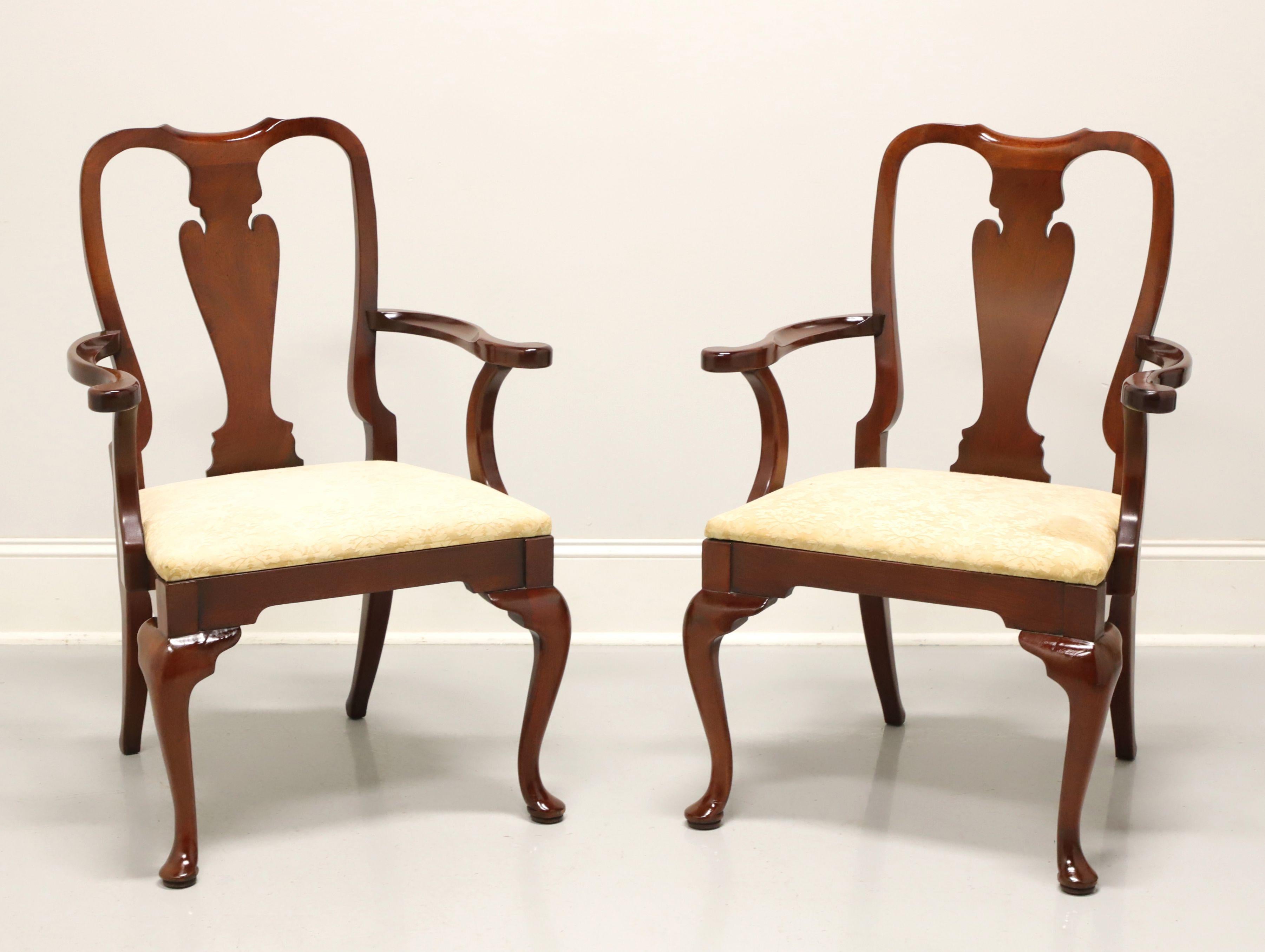 HICKORY CHAIR Amber Mahogany Queen Anne Dining Armchairs - Pair 5