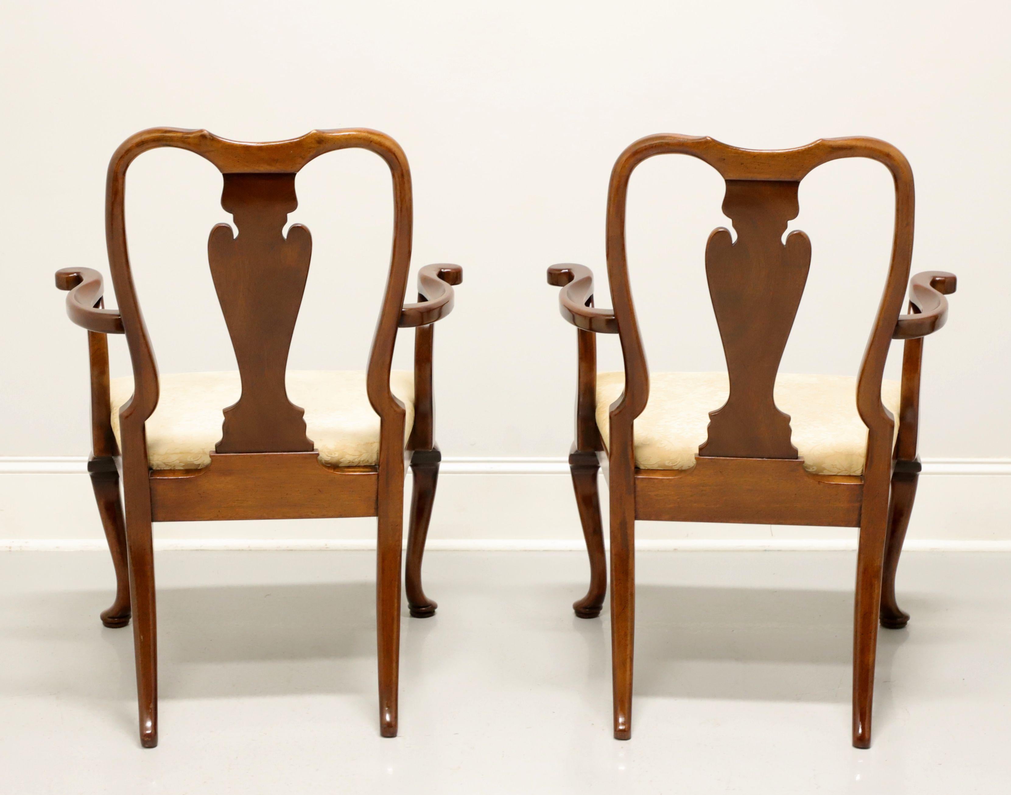 20th Century HICKORY CHAIR Amber Mahogany Queen Anne Dining Armchairs - Pair