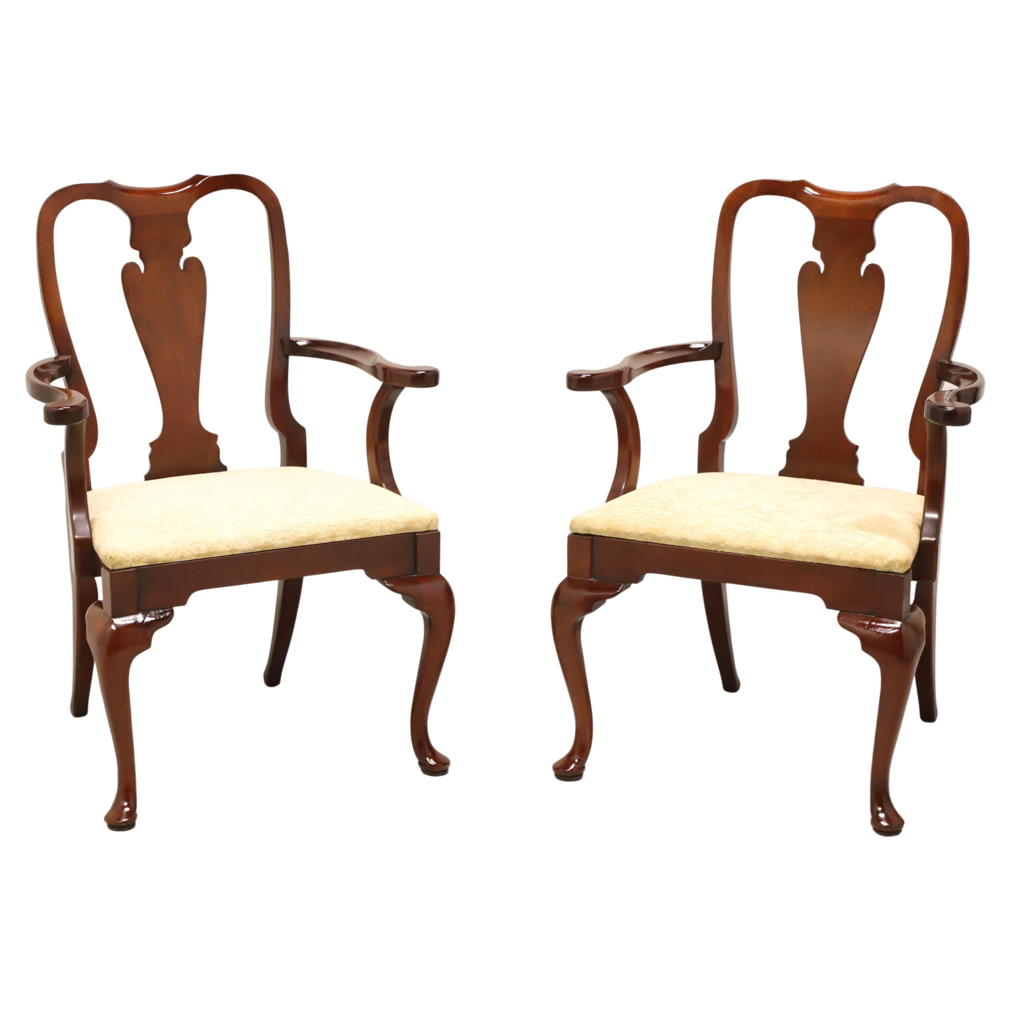 HICKORY CHAIR Amber Mahogany Queen Anne Dining Armchairs - Pair