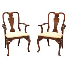 Vintage HICKORY CHAIR Amber Mahogany Queen Anne Dining Armchairs - Pair