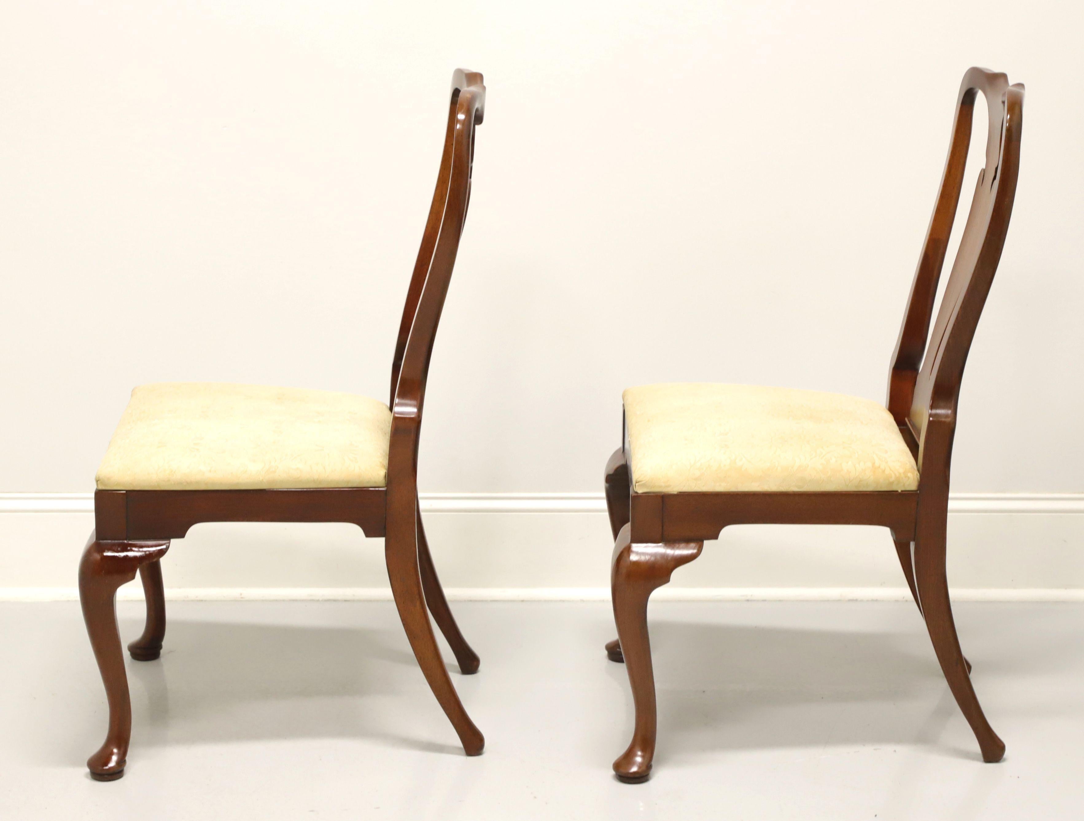 Fabric HICKORY CHAIR Amber Mahogany Queen Anne Dining Side Chairs - Pair C
