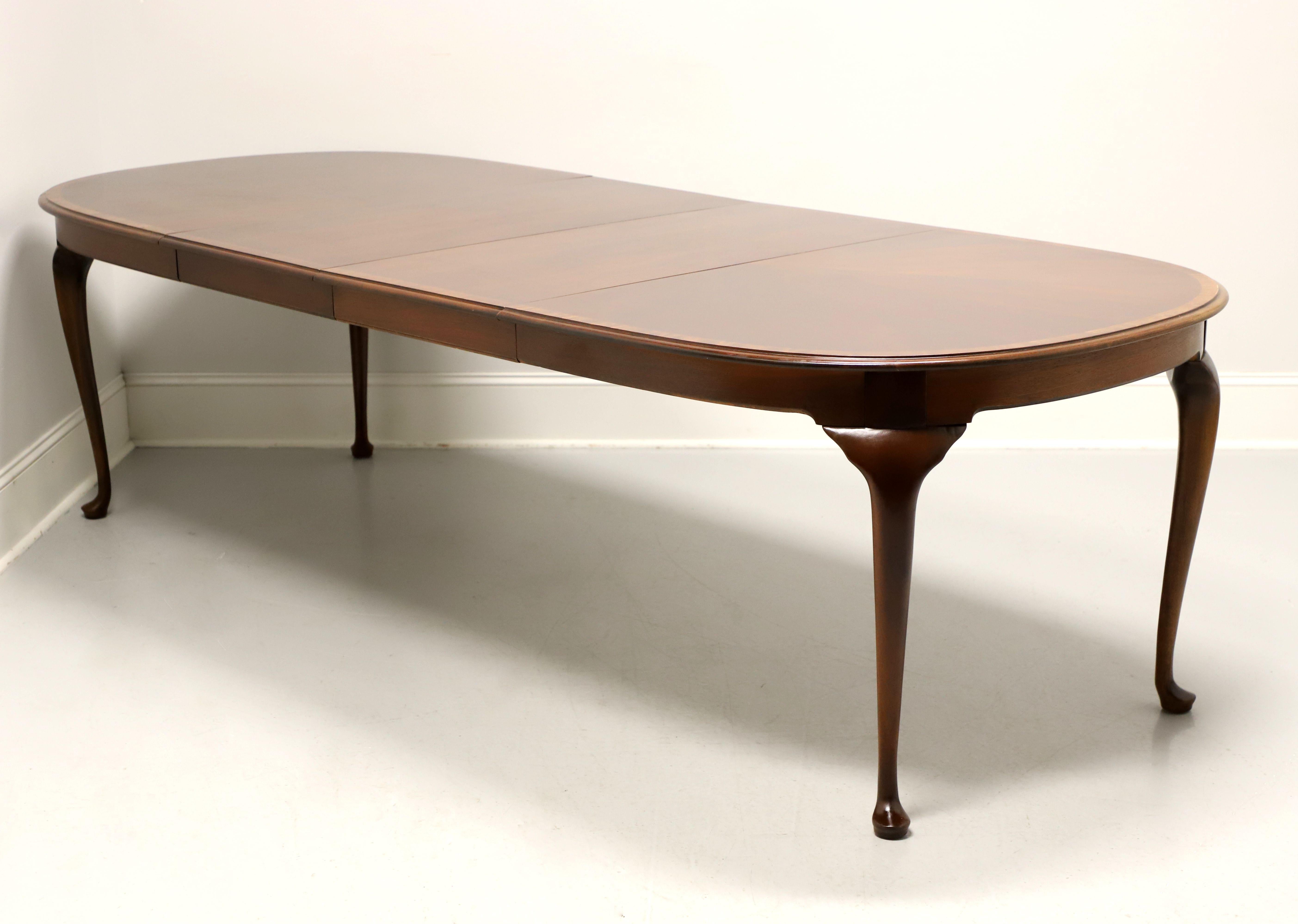 Metal HICKORY CHAIR Banded Mahogany Queen Anne Oval Dining Table