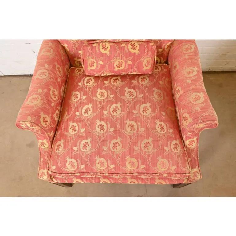 Hickory Chair Chippendale Carved Mahogany Upholstered Lounge Chairs, Pair 2