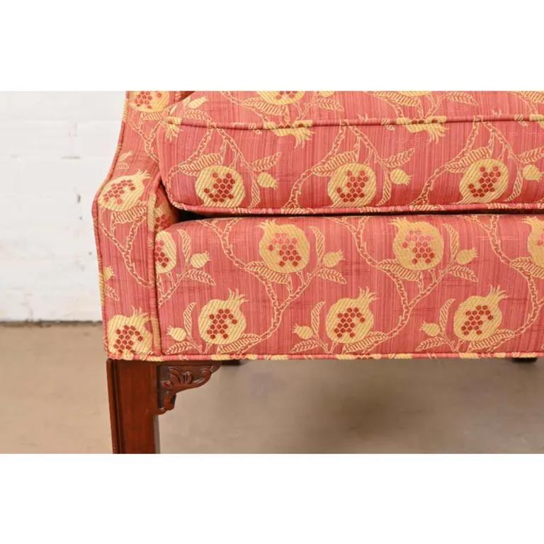 Hickory Chair Chippendale Carved Mahogany Upholstered Lounge Chairs, Pair 3