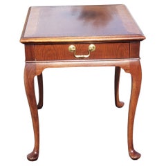 Used Hickory Chair Chippendale Mahogany Banded Top Side Table with Queen Ann Legs