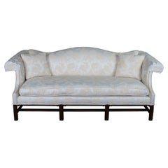 Hickory Chair Chippendale Mahogany Camelback Sofa Rolled Arm Pagoda Scene Couch