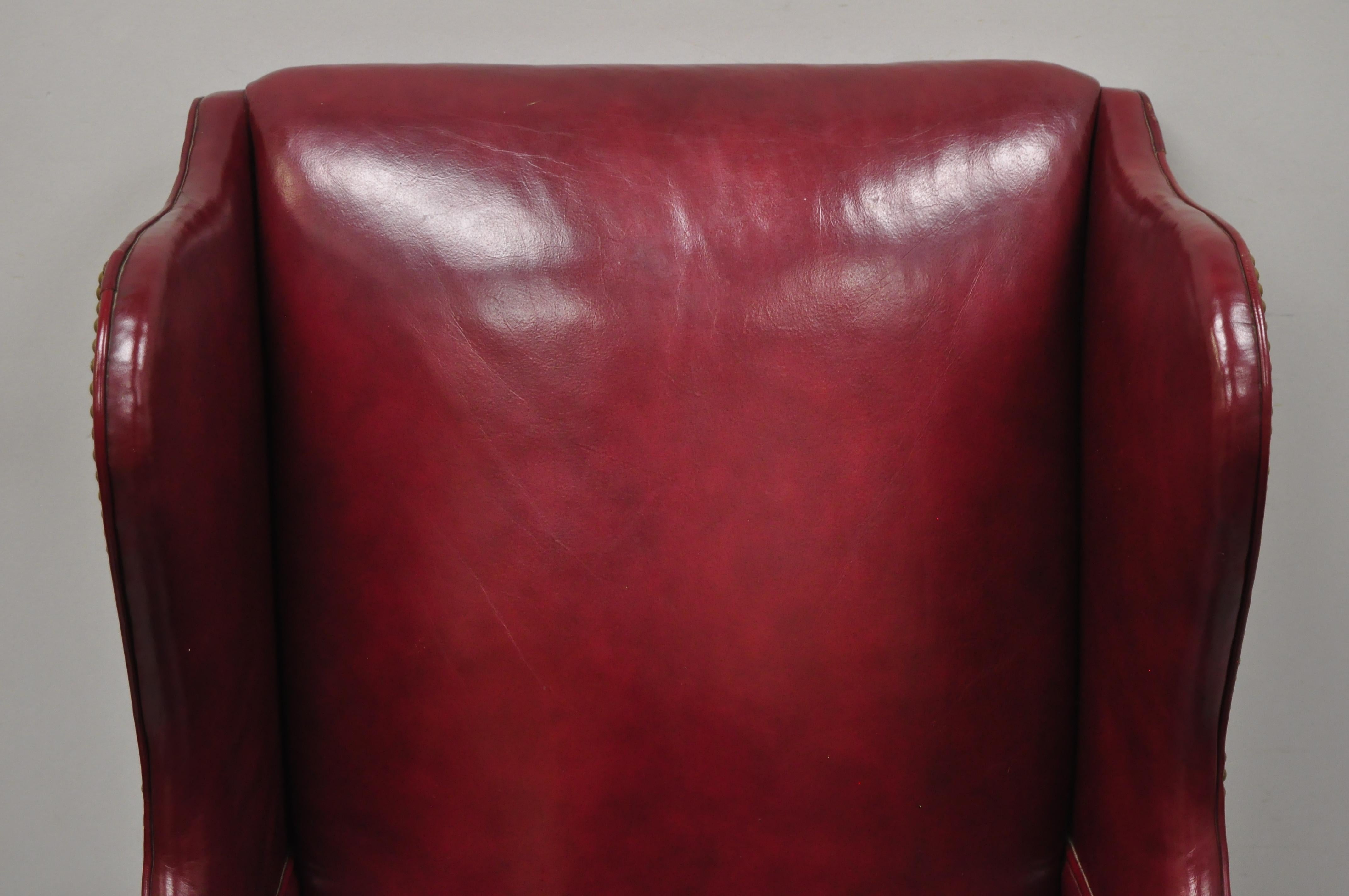 leather queen anne wingback chair