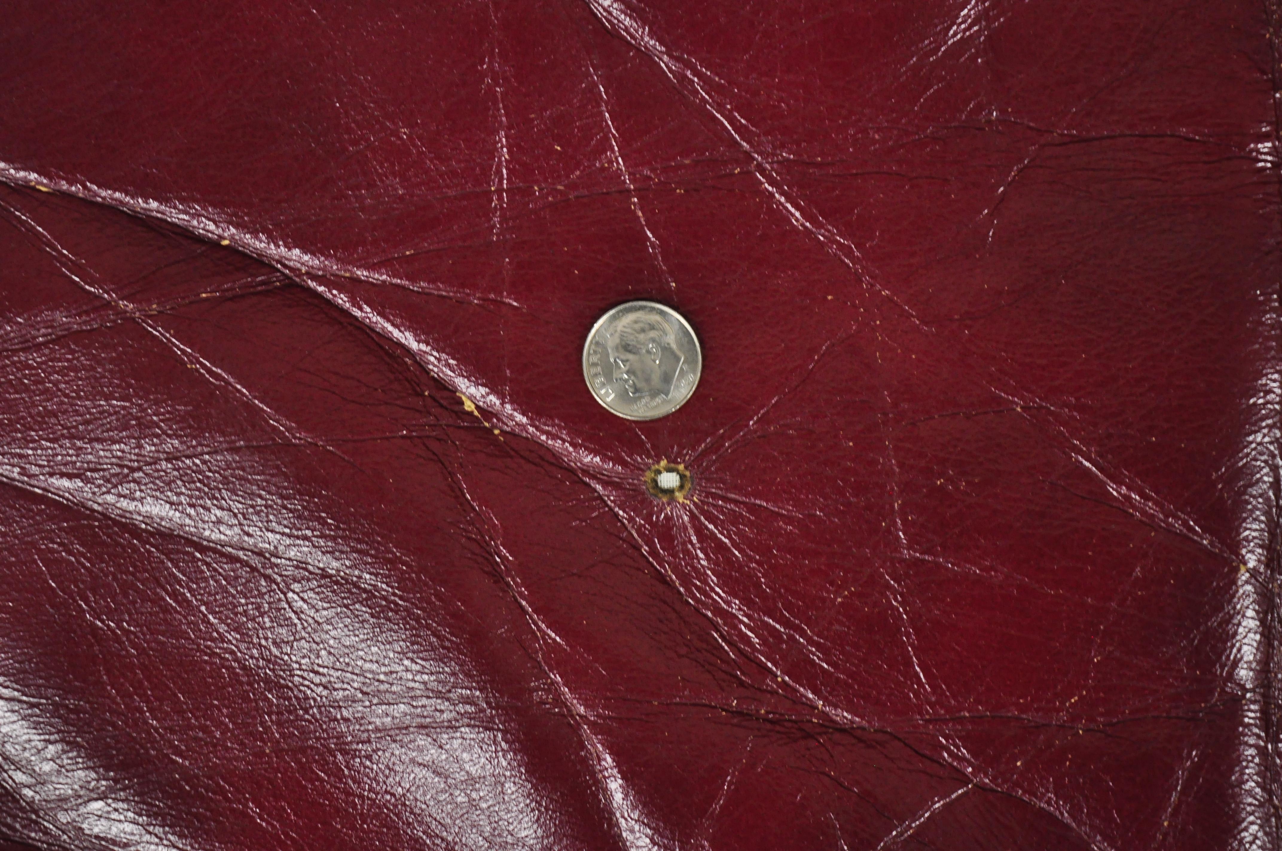 Hickory Chair Co Burgundy Red Leather Queen Anne Georgian Wingback Lounge Chair In Good Condition In Philadelphia, PA