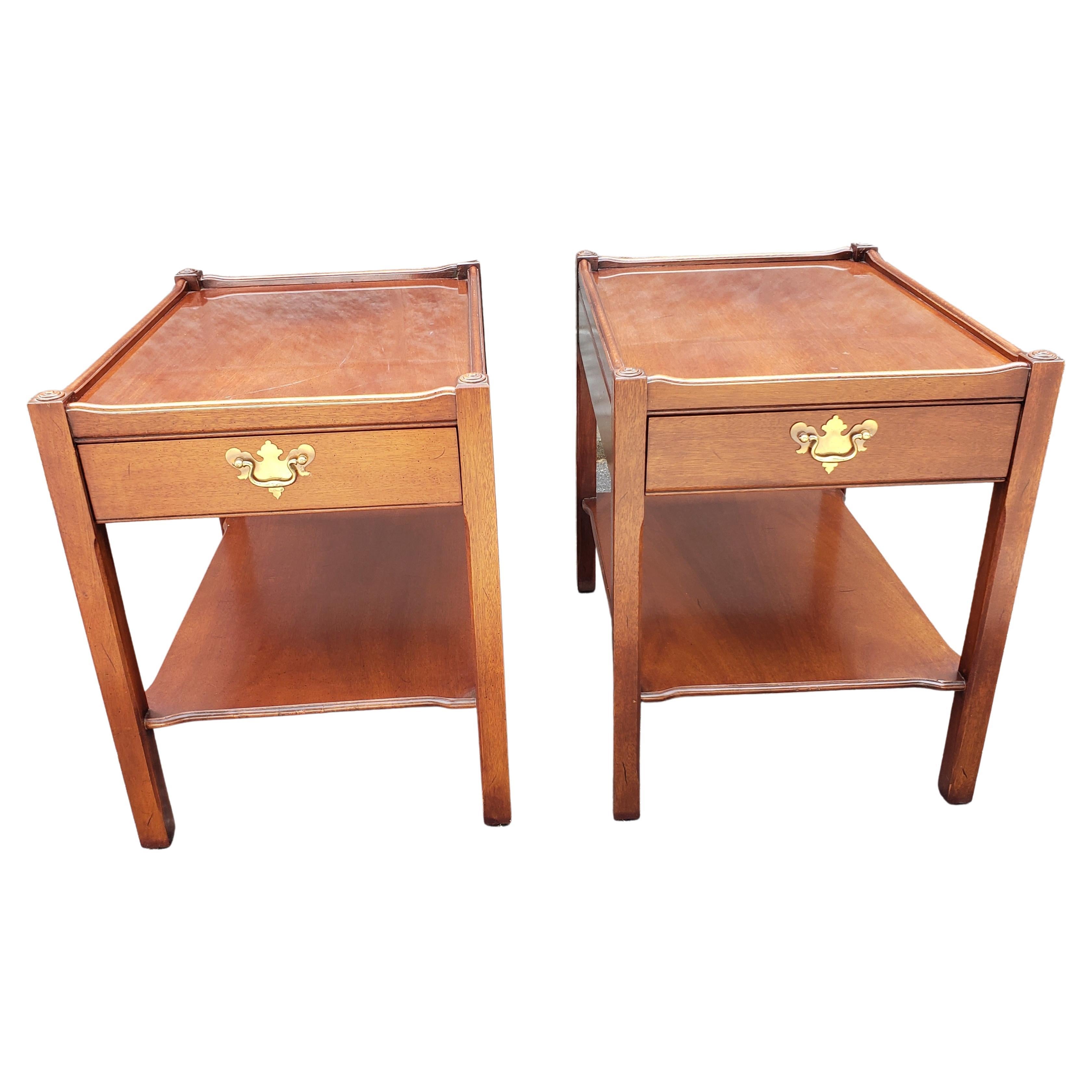 Modern Hickory Chair Co. James River Collection Solid Mahogany Side Tables, a Pair For Sale