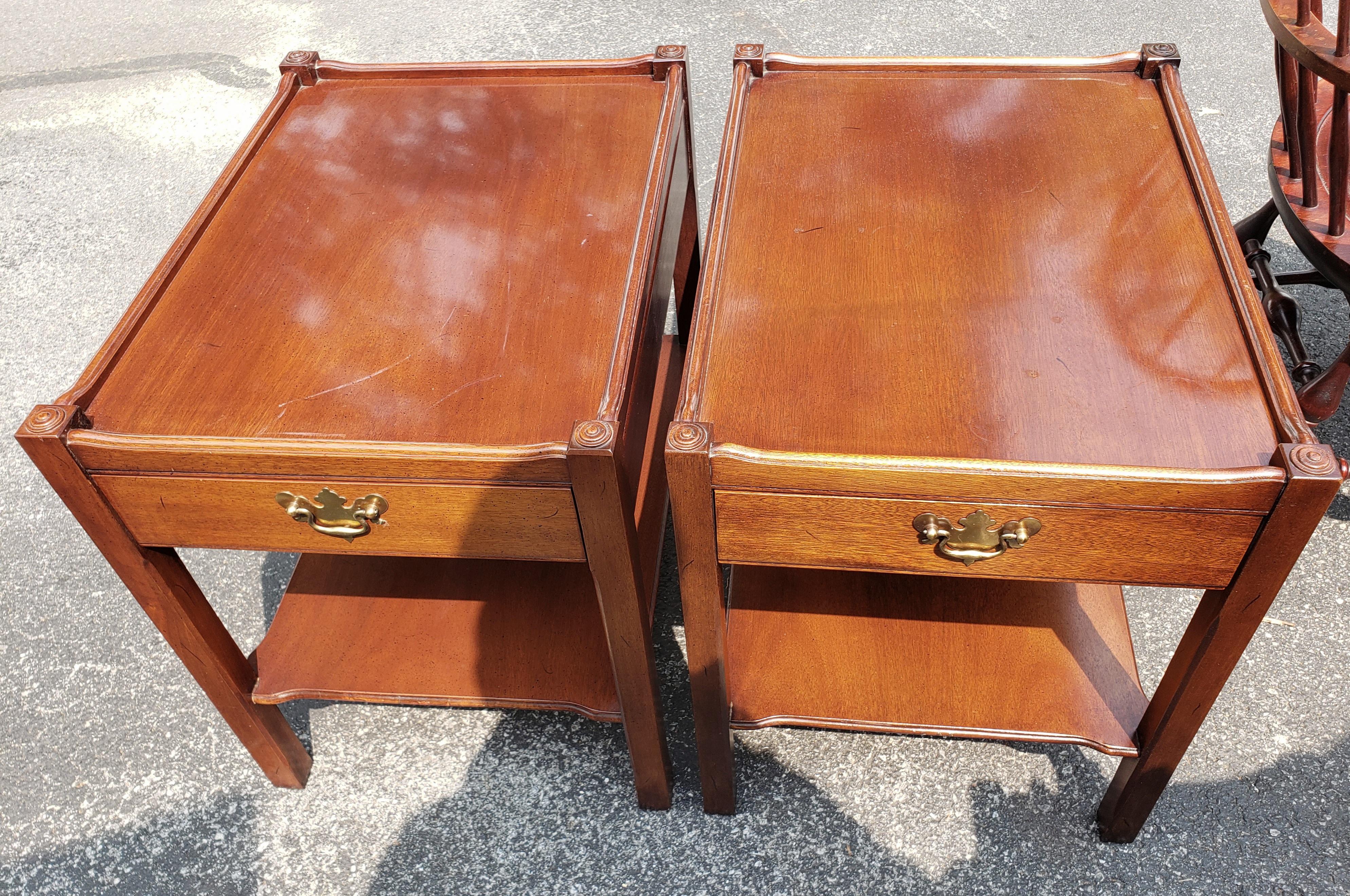 American Hickory Chair Co. James River Collection Solid Mahogany Side Tables, a Pair For Sale