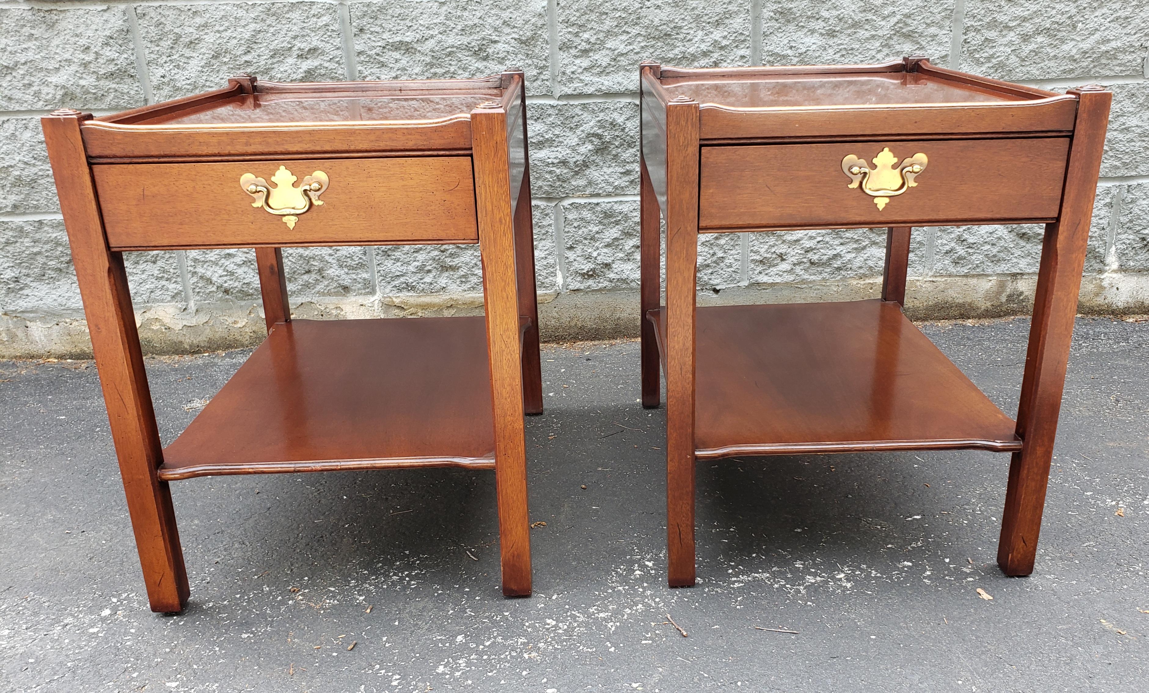 Stained Hickory Chair Co. James River Collection Solid Mahogany Side Tables, a Pair For Sale