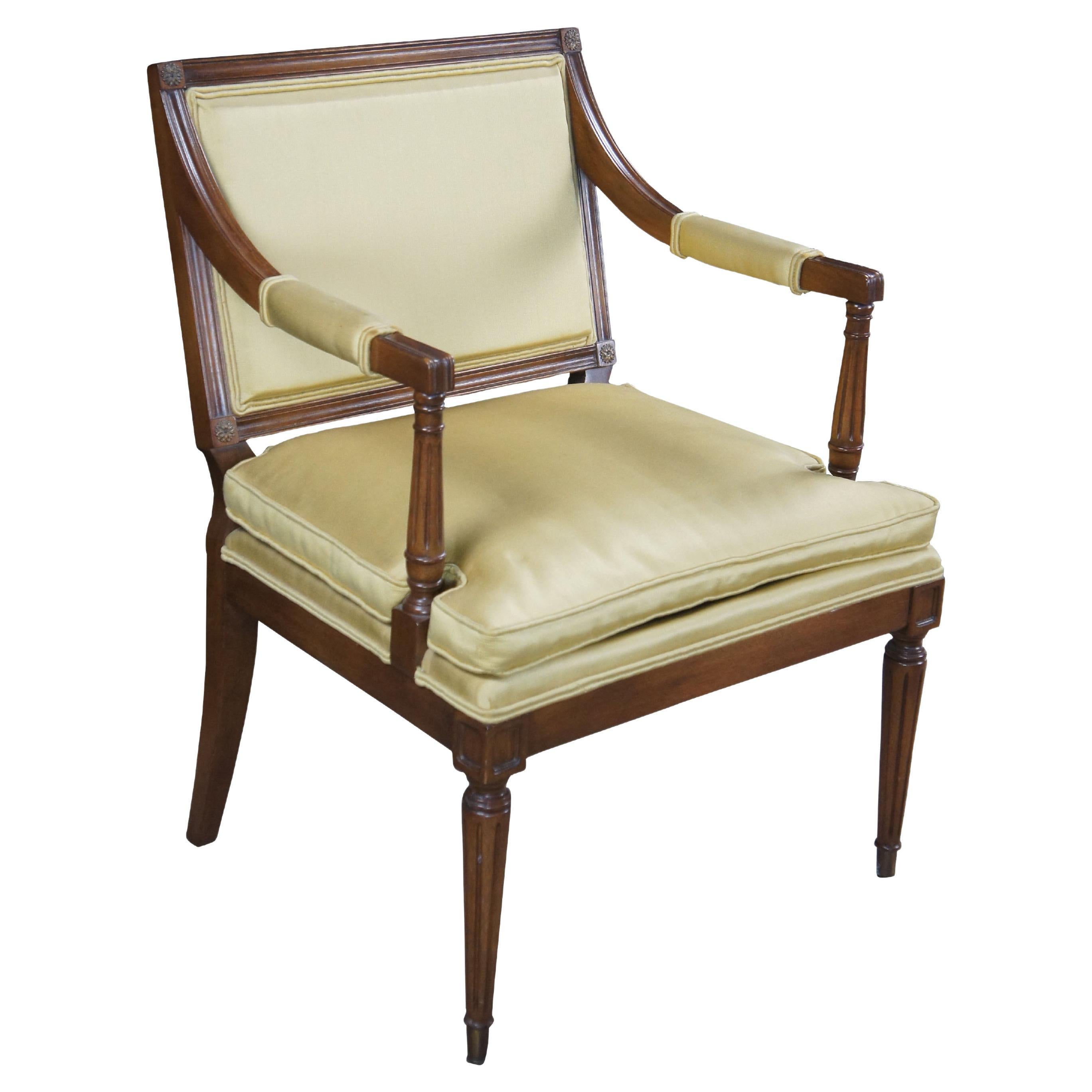 Hickory Chair Co. Louis XVI French Directoire Mahogany Green Fauteuil Armchair