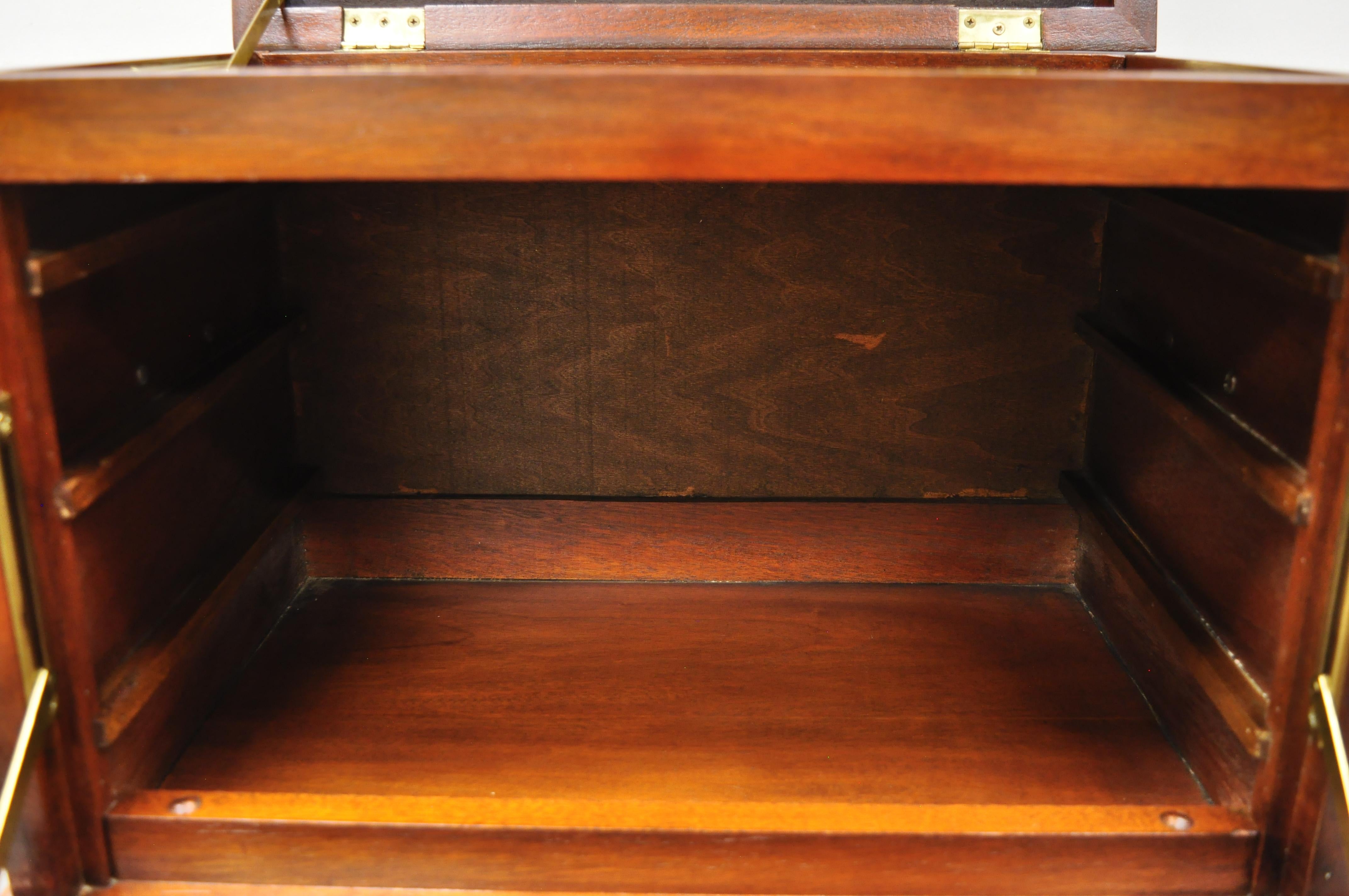 North American Hickory Chair Co. Mahogany and Burl Wood Queen Anne Silverware Silver Chest