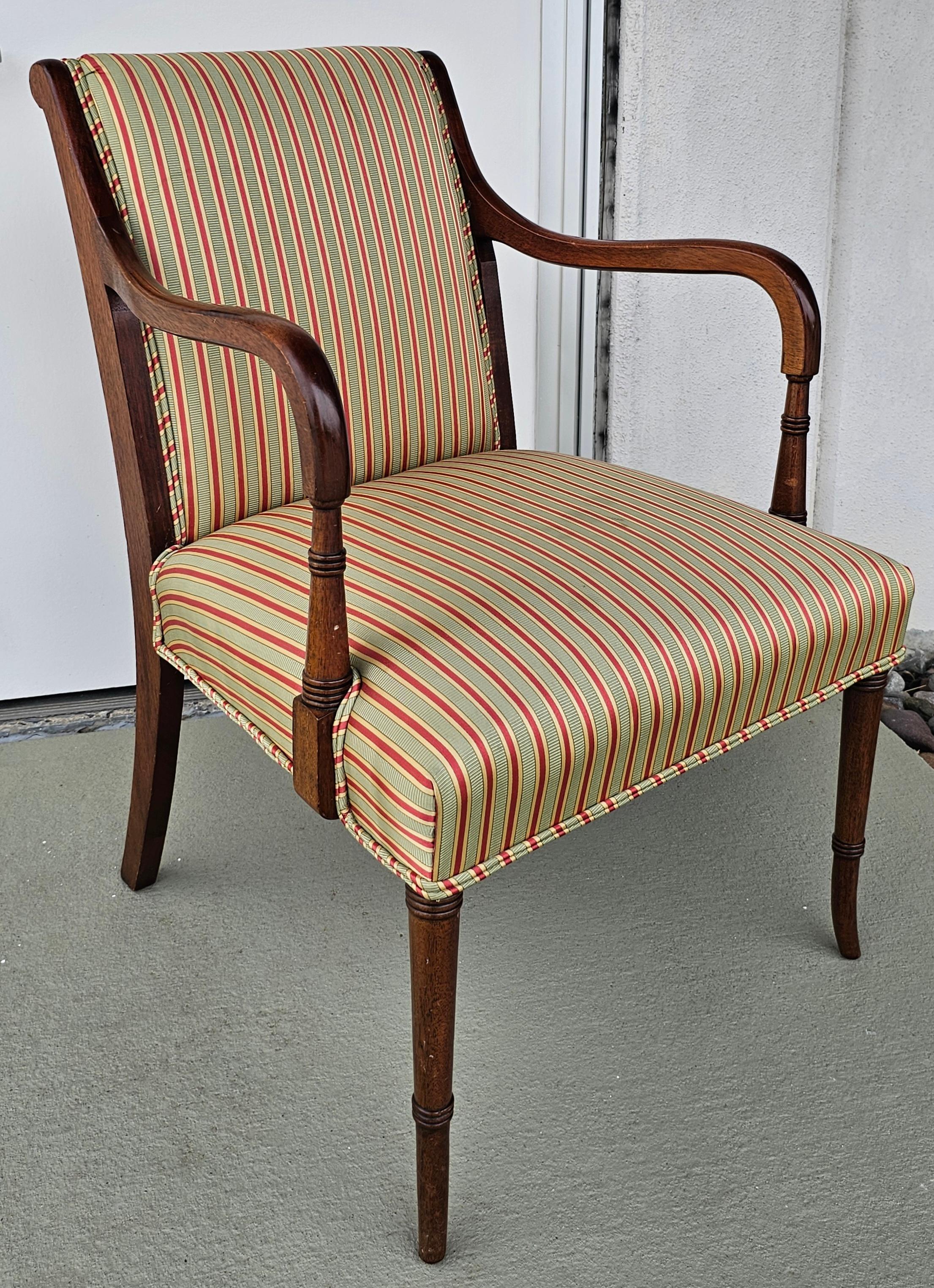 Other Hickory Chair Co. Regency Mahogany and Upholstered Armchair For Sale
