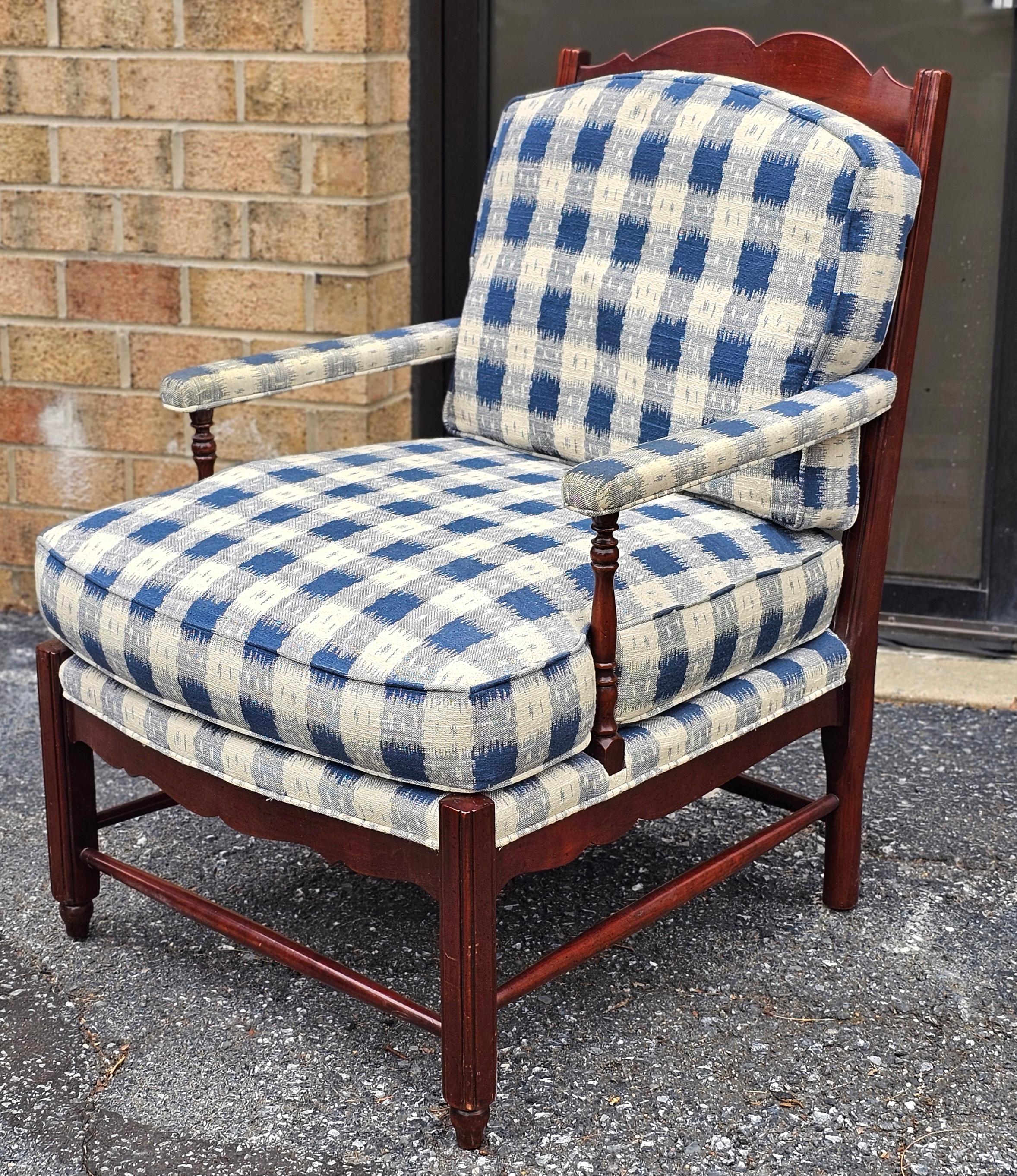 Hickory Chair Colonial Revival Cherry and Upholstered Lounge Chair & Ottoman Set For Sale 1